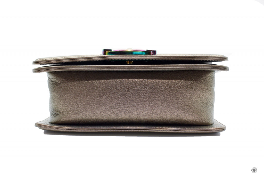 Chanel A Y Boy Iridescent Bronze / B Calfskin Small Shoulder Bags