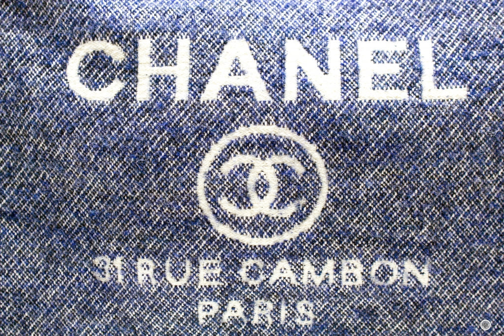 Chanel A69941 B06387 NE267 Deauville Shopping Tote Mixed Fibers Fabric Tote B Blue NE267 Fabric Tote Bag Shw