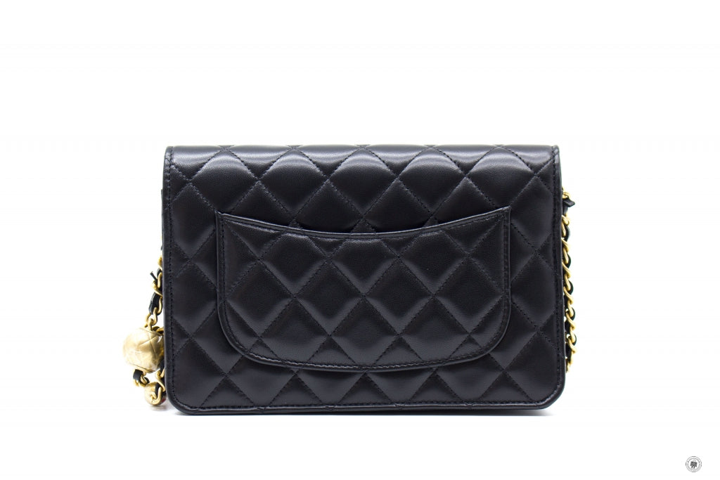 Chanel AP1450B02916 Wallet ON Chain WOC With Golden Pearl Crush Black 94305 Lambskin Shoulder Bags Ghw