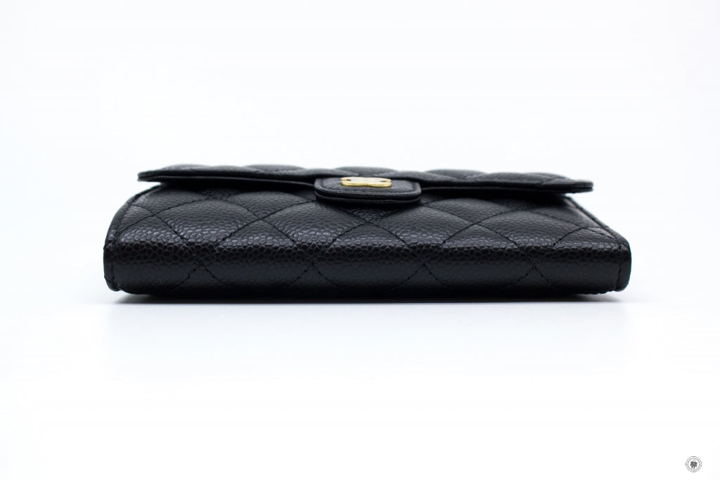 Chanel AP0232Y01864 Classic Flap Wallet Black C3906 Caviar Short Wallet Ghw