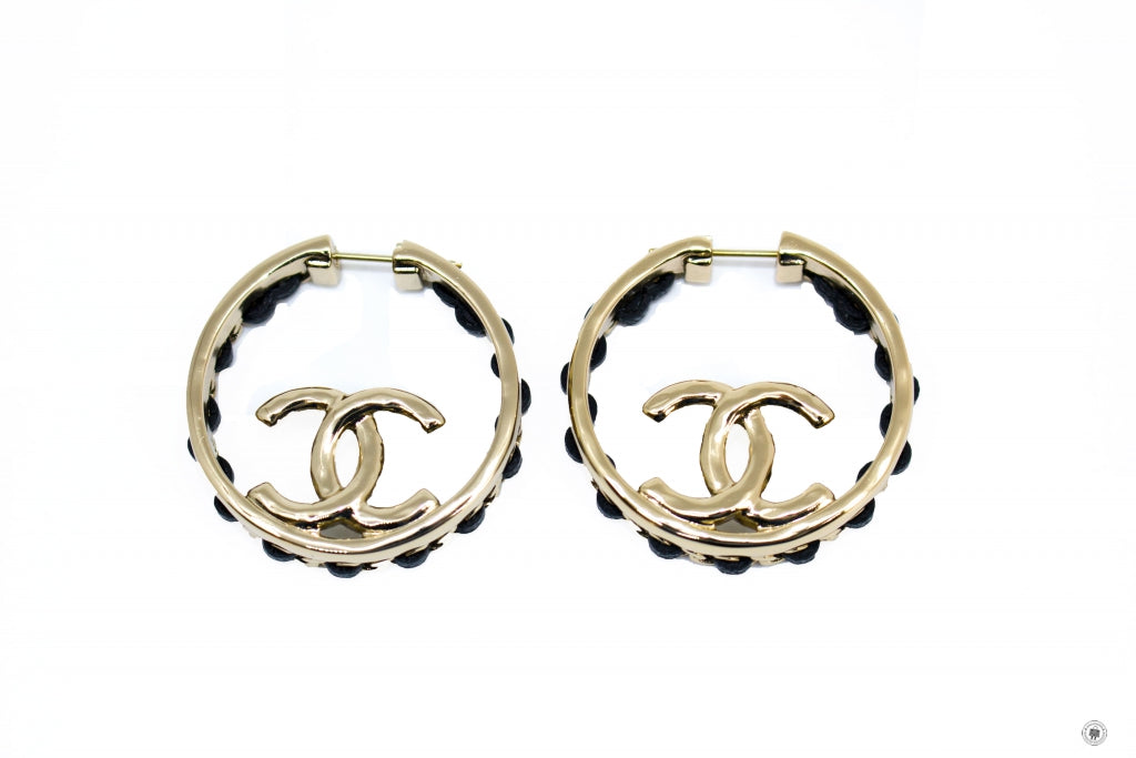 Chanel AB B CC With Woven Chain Details Round Gold / NH Metal CM X CM Earrings