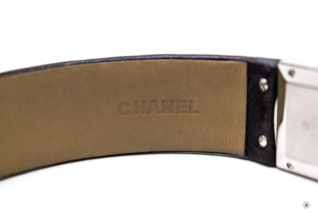 Chanel Boy-friend Acier Etanche M Quartz With Diamonds Black Leather Circumference CM Watches Shw