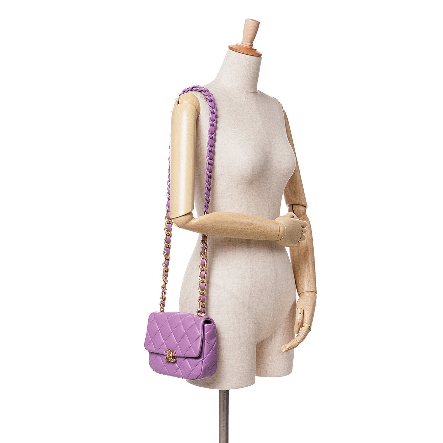 Purple Chanel Mini Quilted Lambskin Candy Chain Flap Crossbody Bag