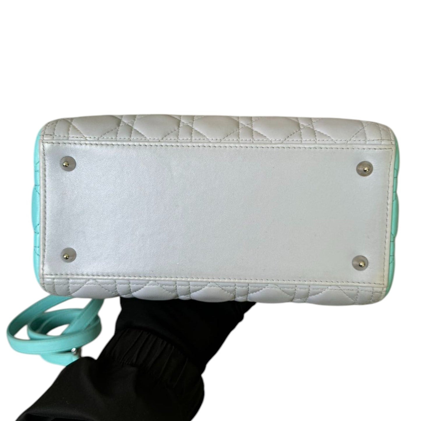 Lady Dior Bi-Color Medium Lambskin Grey Baby Blue SHW