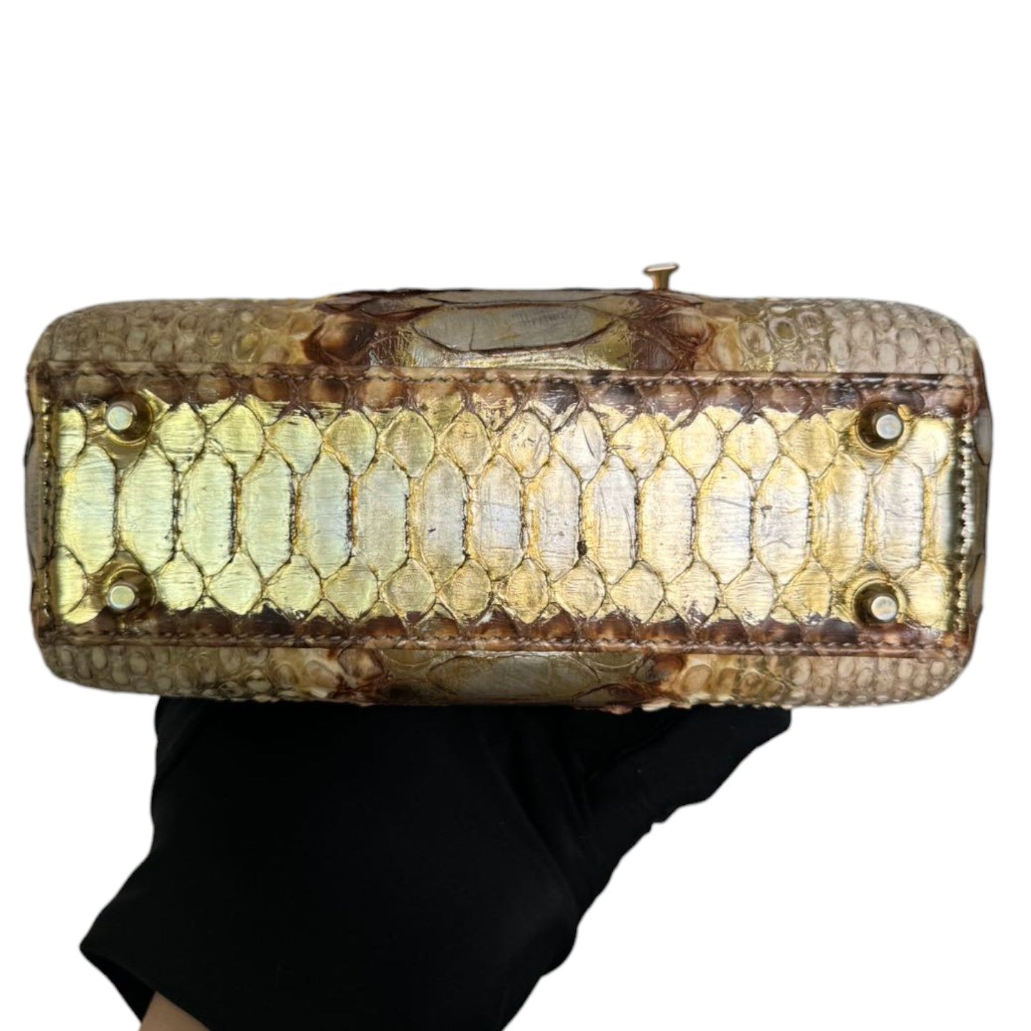 Lady Dior Mini Python Beige Gold LGHW