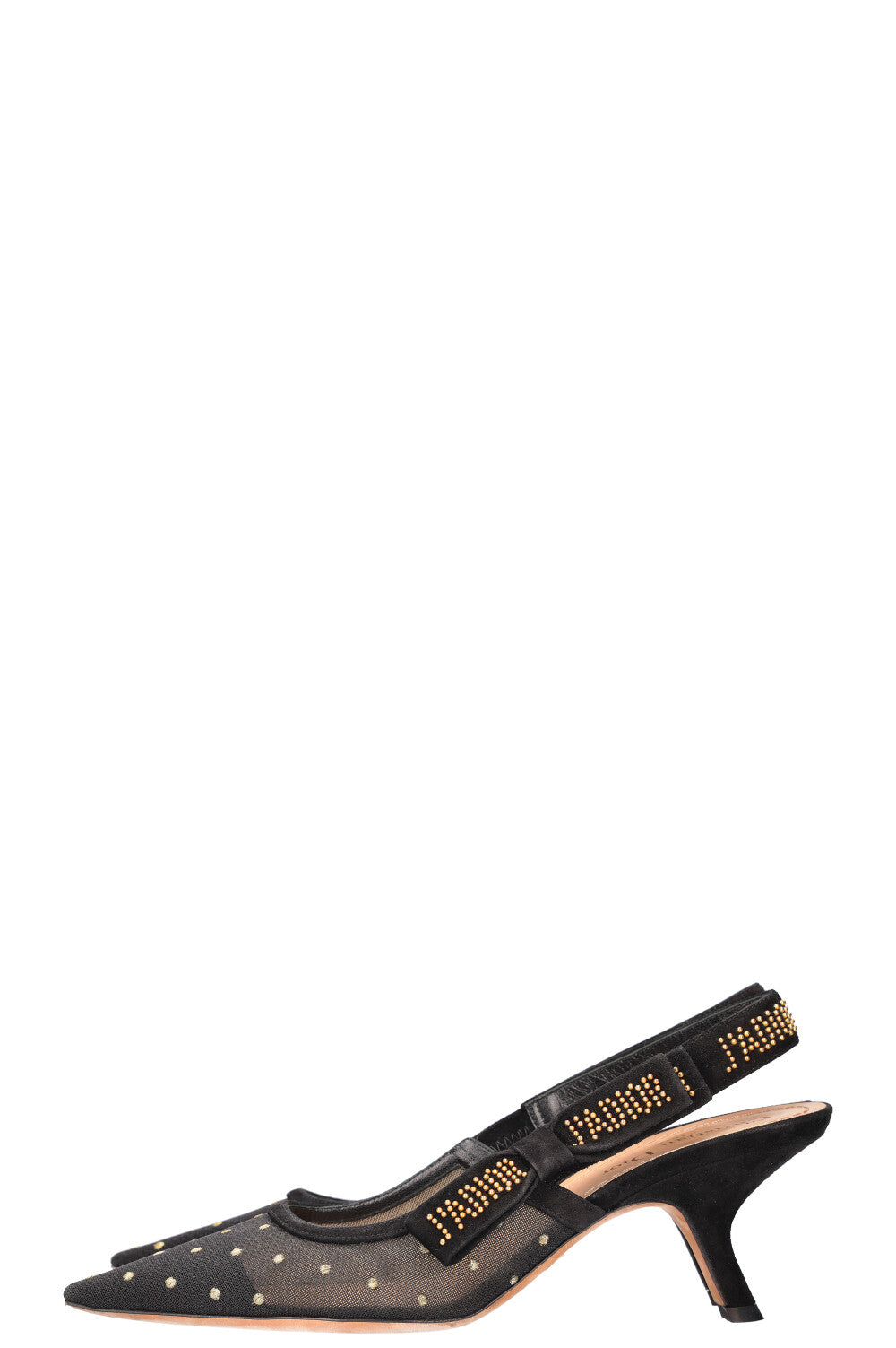 CHRISTIAN DIOR J'Adior Slingback Heels Gold Dots Black