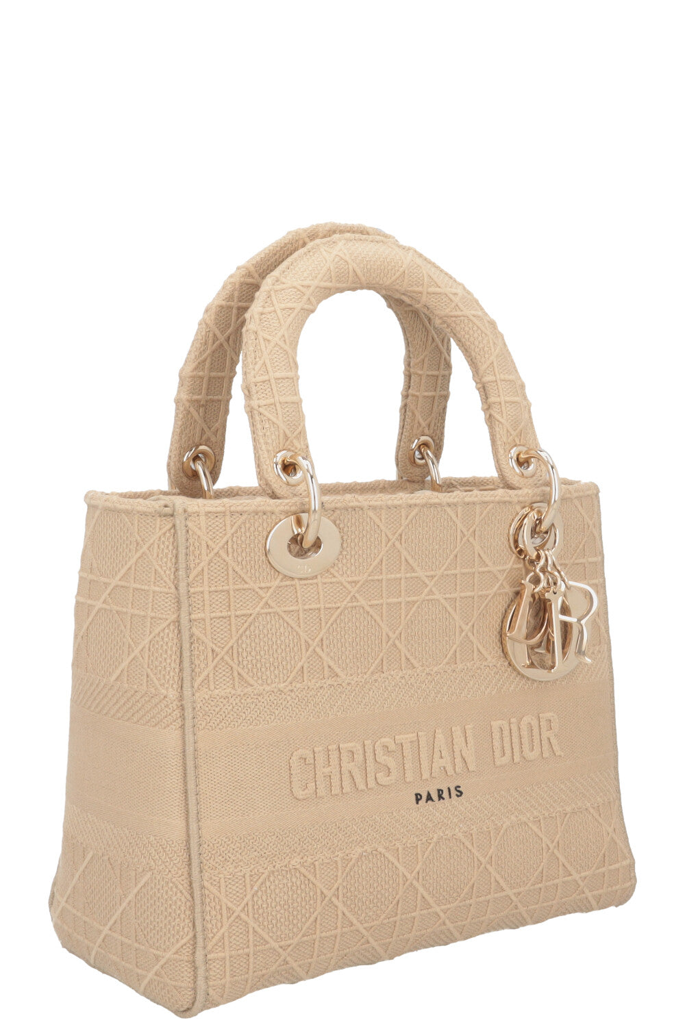 CHRISTIAN DIOR Lady Dior D-Lite Cannage Canvas Sand