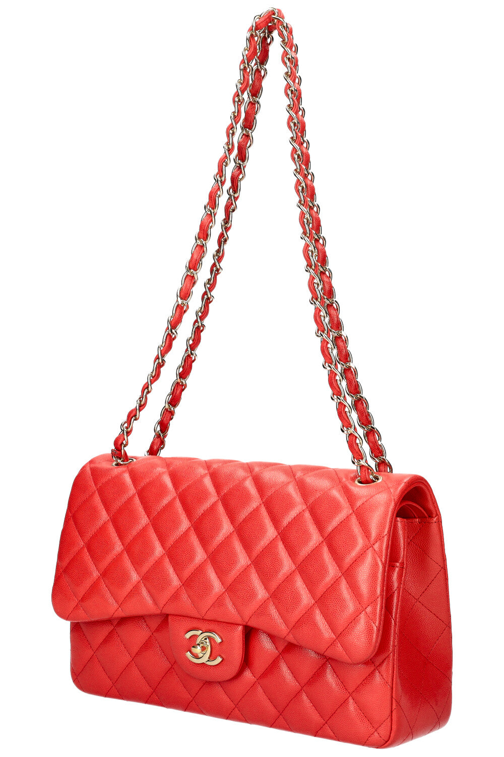 CHANEL Double Flap Bag Large Caviar Berry