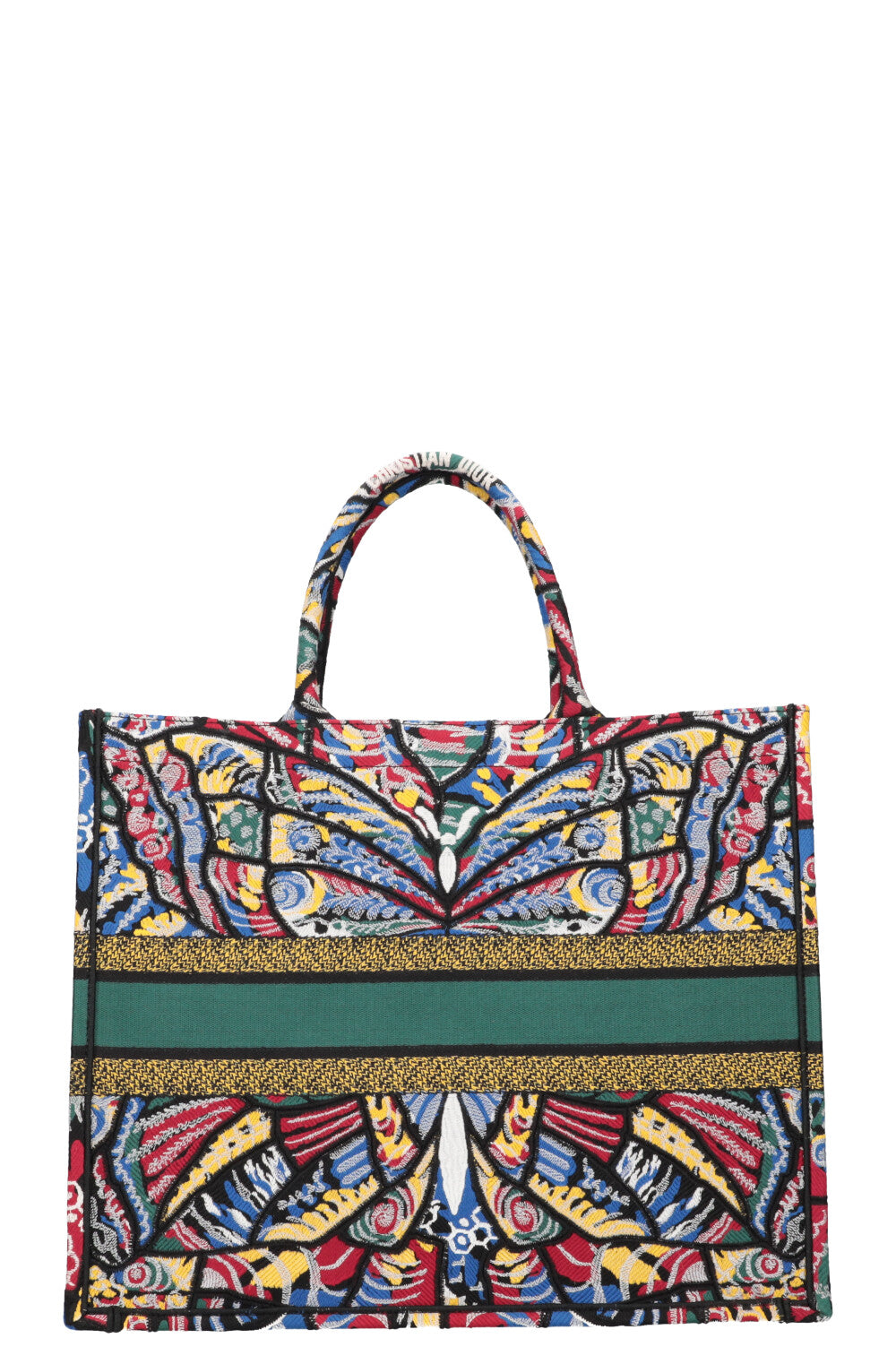 CHRISTIAN DIOR Butterfly Book Tote Large Green Blue