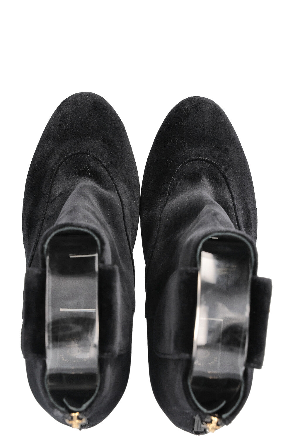 CHANEL Velvet Coin Ankle Boots Black