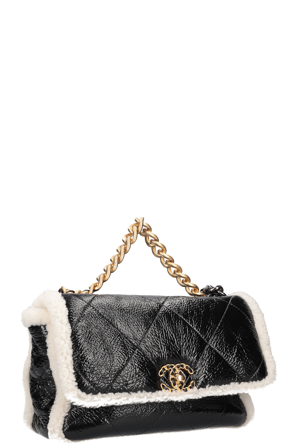 CHANEL 19 Large Bag Patent Leather & Shearling