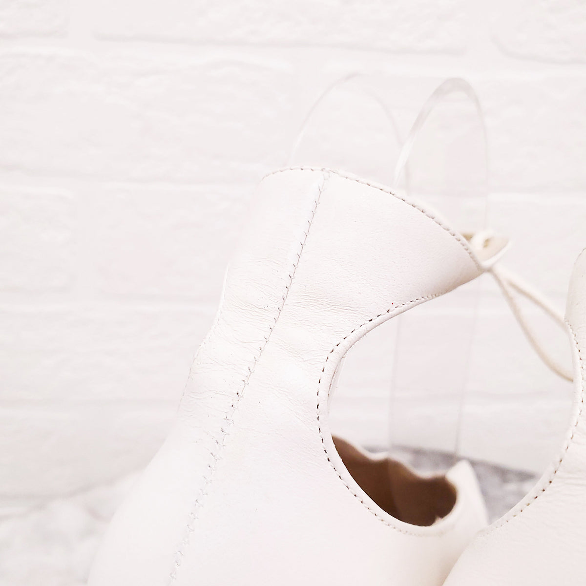 JIMMY CHOO WHITE LEATHER PEEP TOE BOOTS - SIZE 37.5