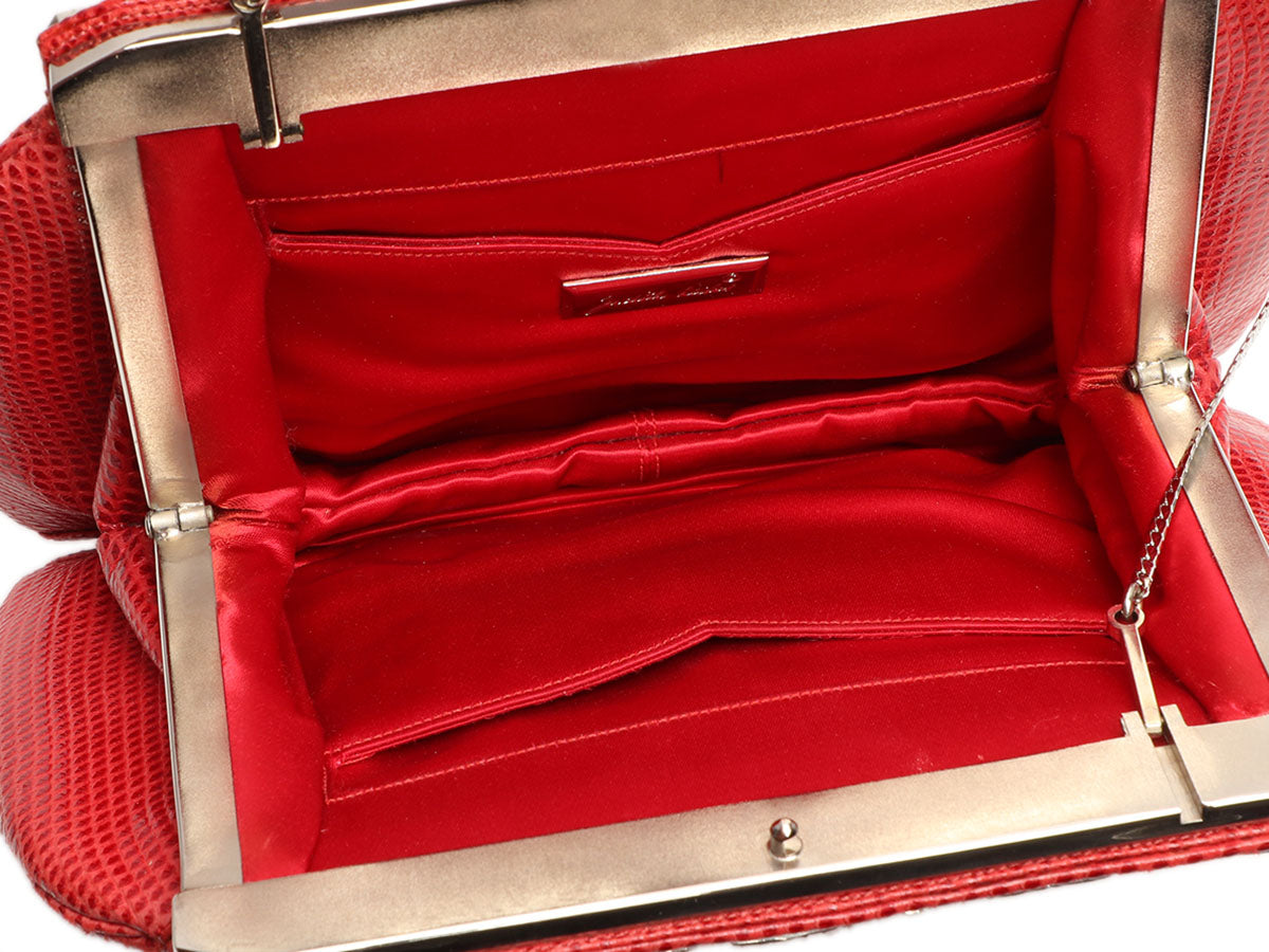 Judith Leiber Red Lizard Evening Bag