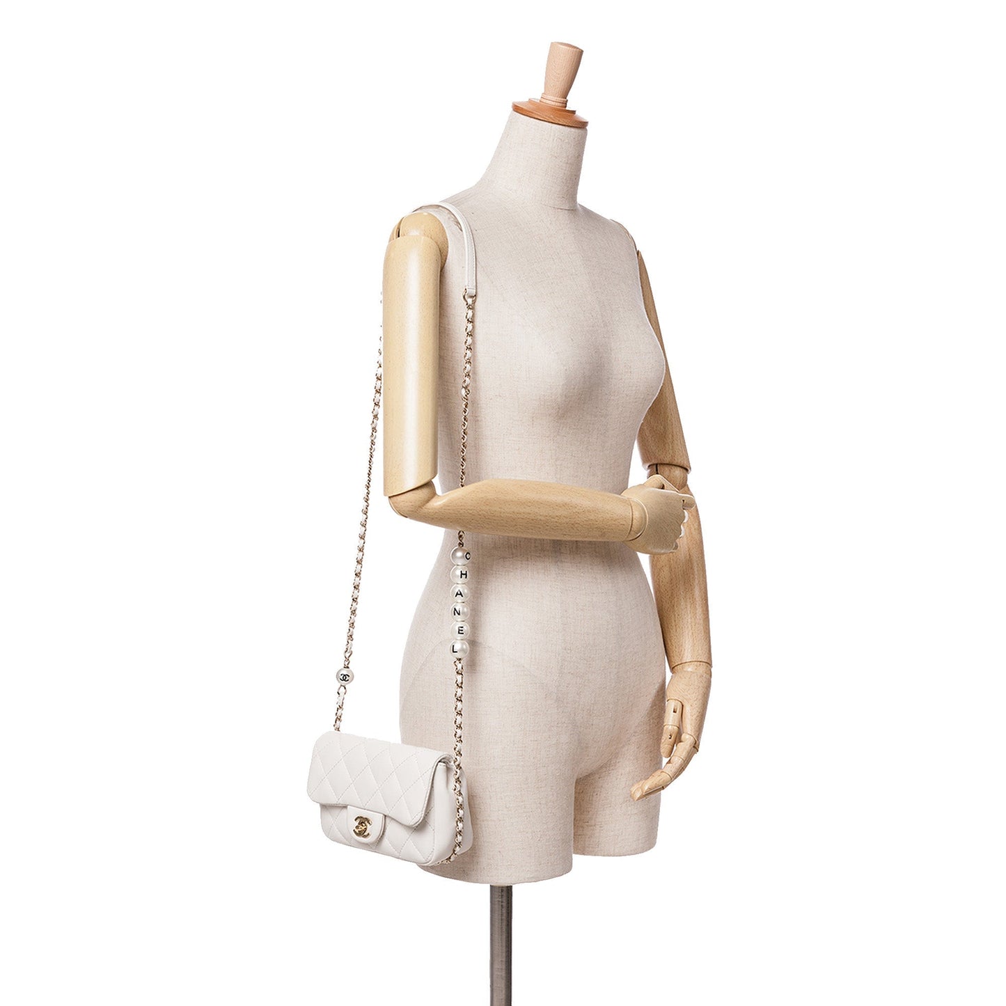 White Chanel Quilted Lambskin My Precious Pearls Chain Flap Crossbody Bag