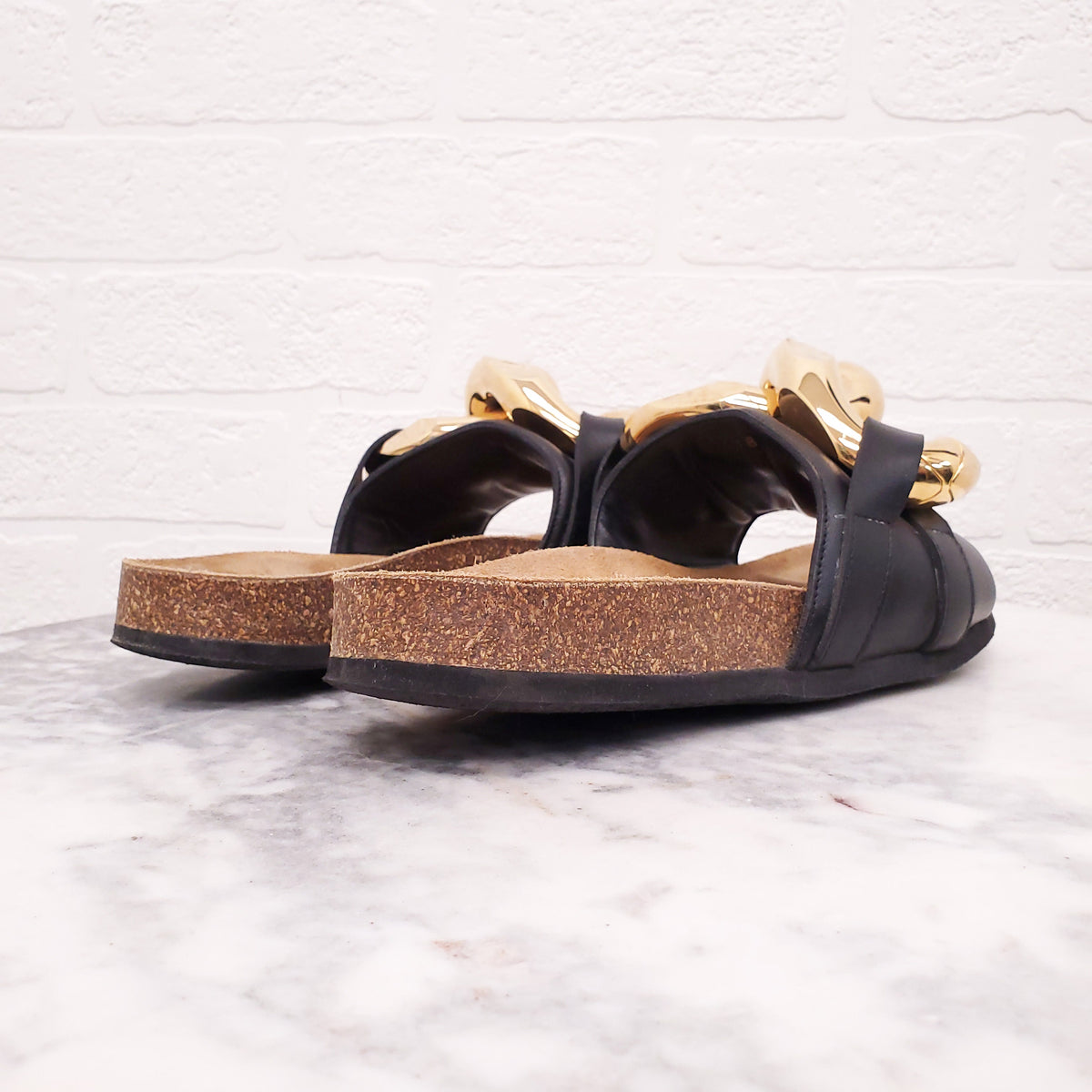 JW ANDERSON GOLD CHAIN SLIDES - SIZE 38