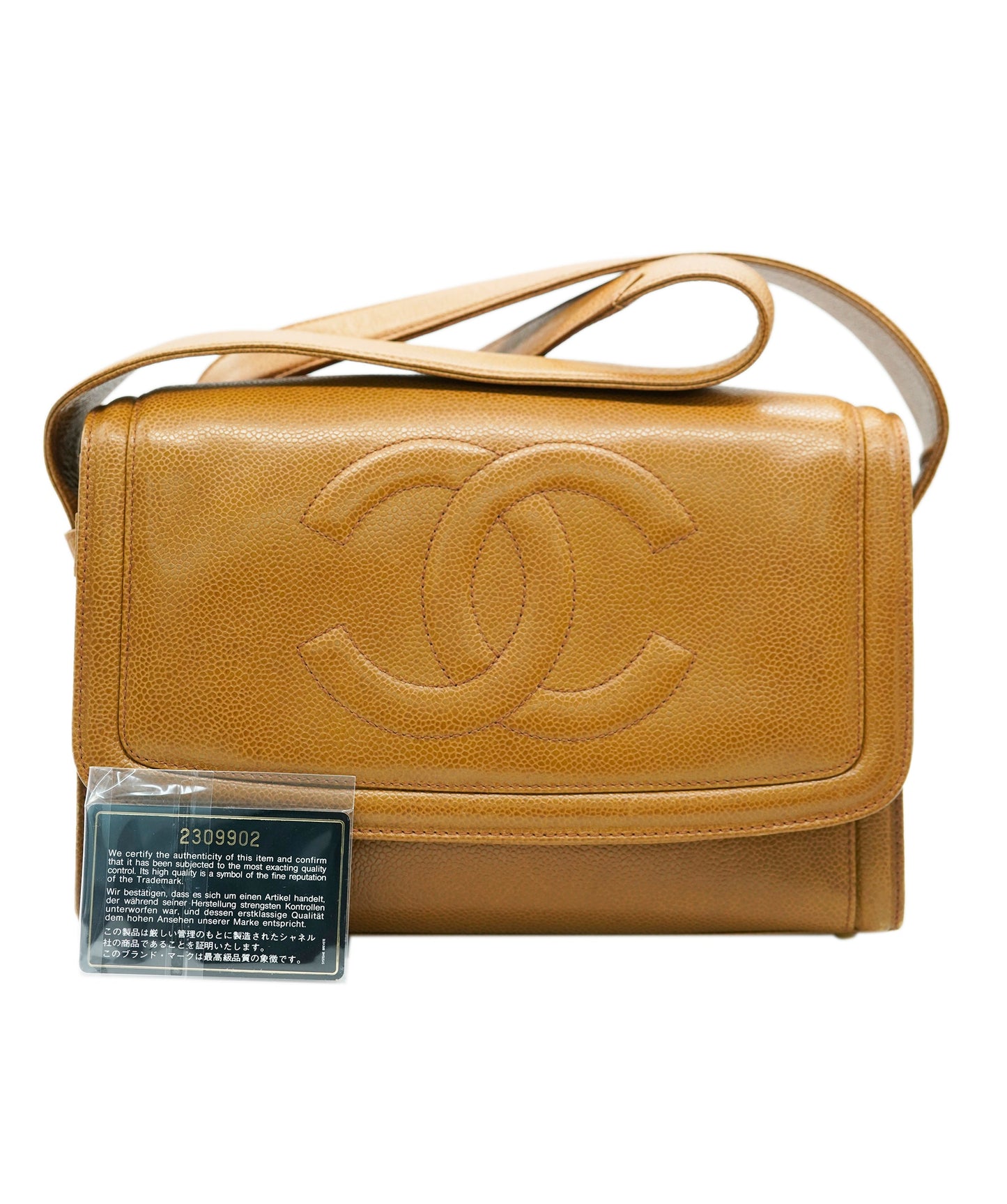 CHANEL VINTAGE BIG COCO SHOULDER BAG CAMEL CAVIAR SKIN 90234745 DBXS3590