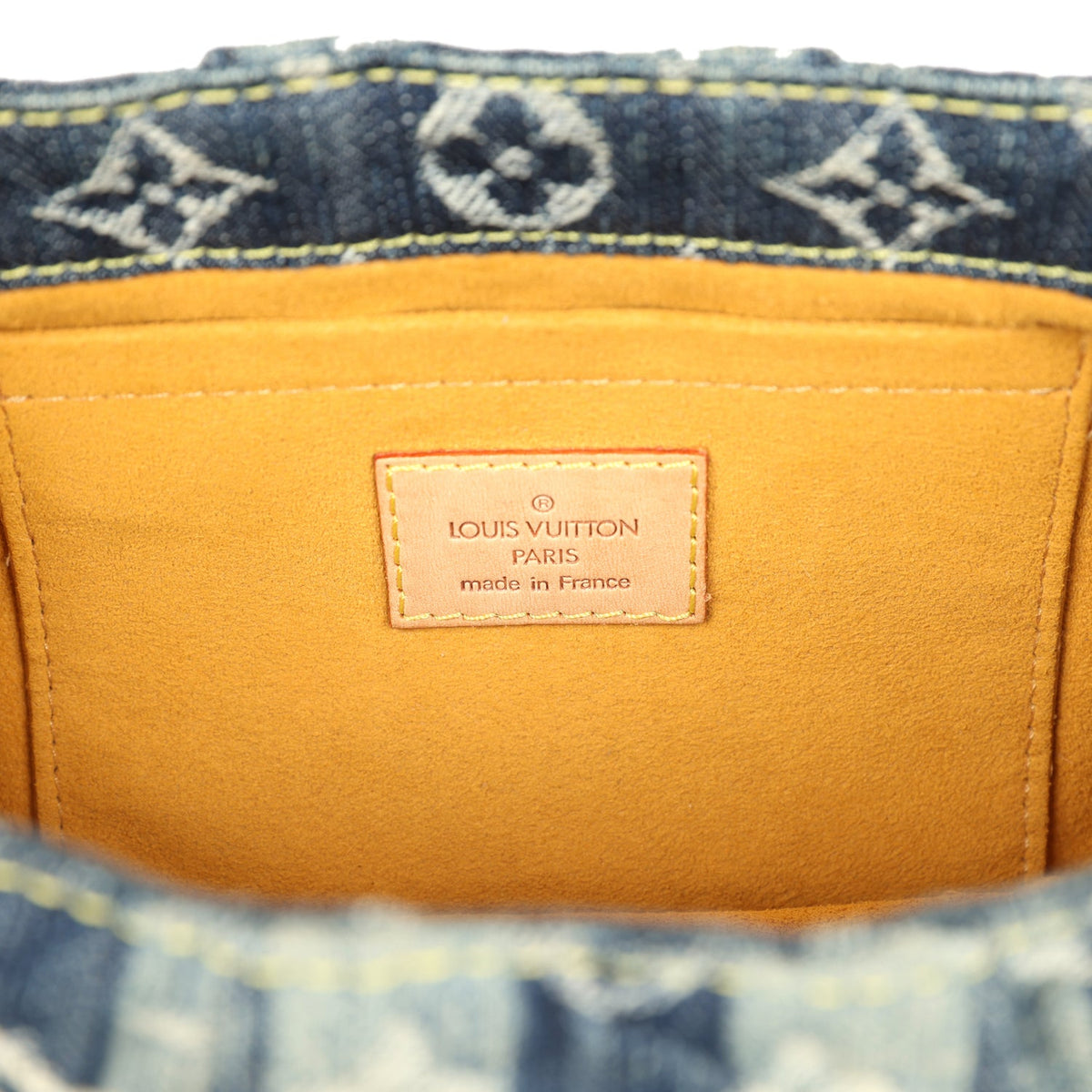 Vintage Louis Vuitton Mini Striped Pleaty Raye Blue Washed Monogram Denim Gold Hardware