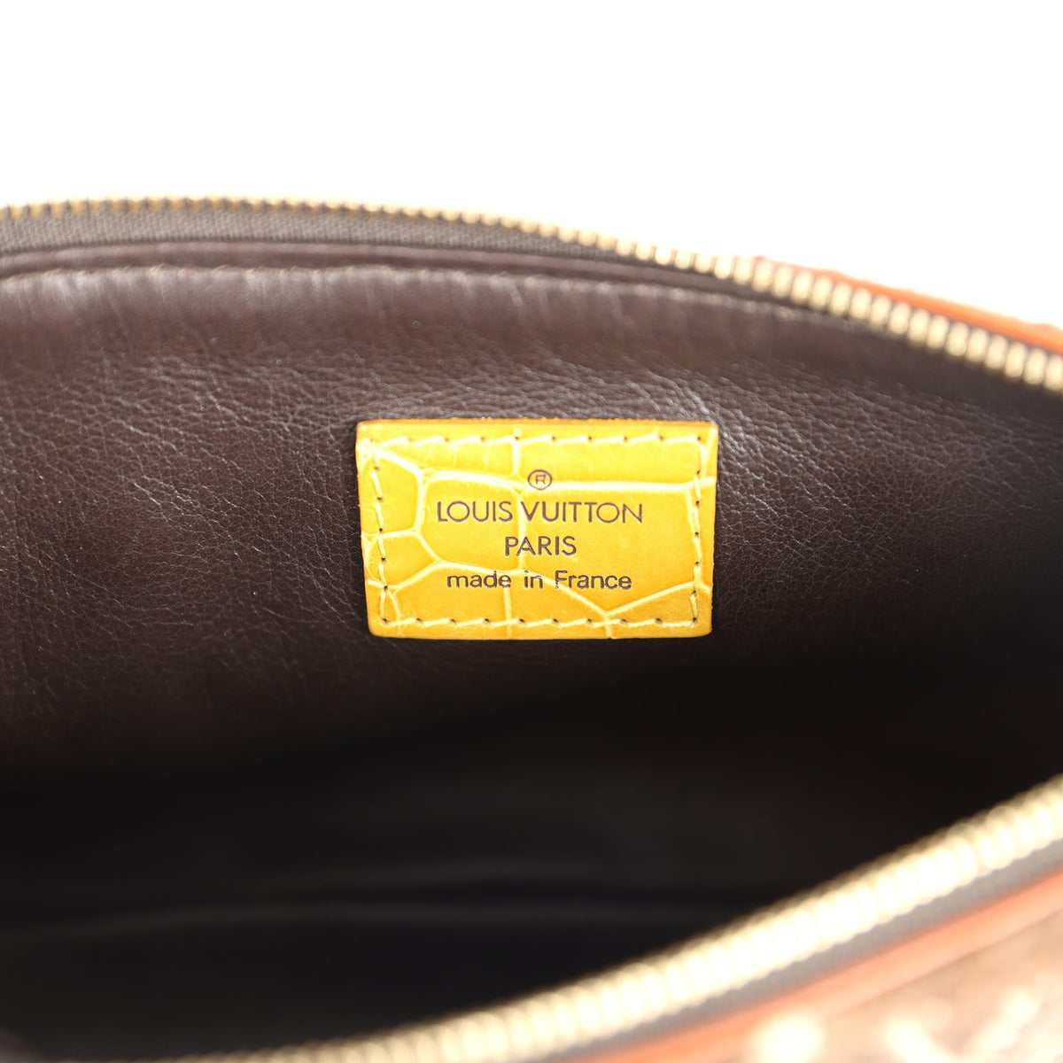 Vintage Louis Vuitton Trompe L'Oeil Pochette Brown and Yellow Velvet Brass Hardware
