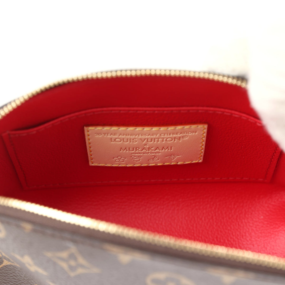Louis Vuitton X Takashi Murakami Cherry Cosmetic Pouch Brown Monogram Gold Hardware