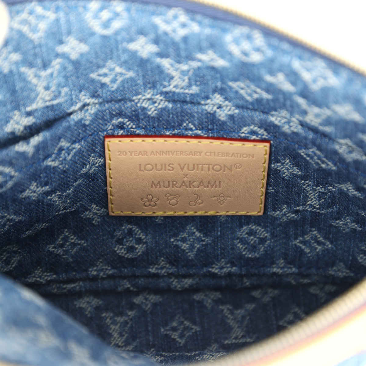 Louis Vuitton X Takashi Murakami Cherry Pochette Accessories Denim Monogram Gold Hardware