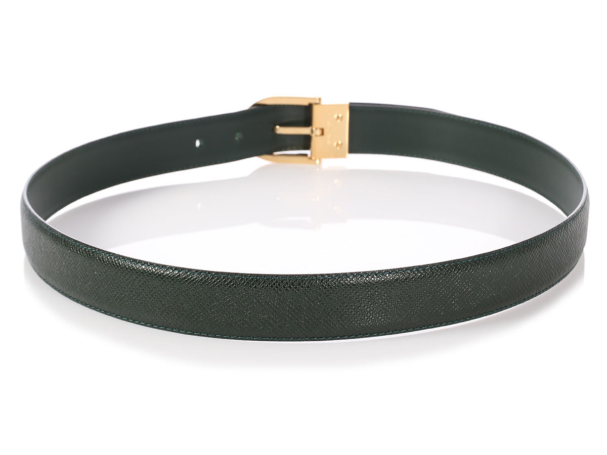 Louis Vuitton Green Taiga Classique Belt