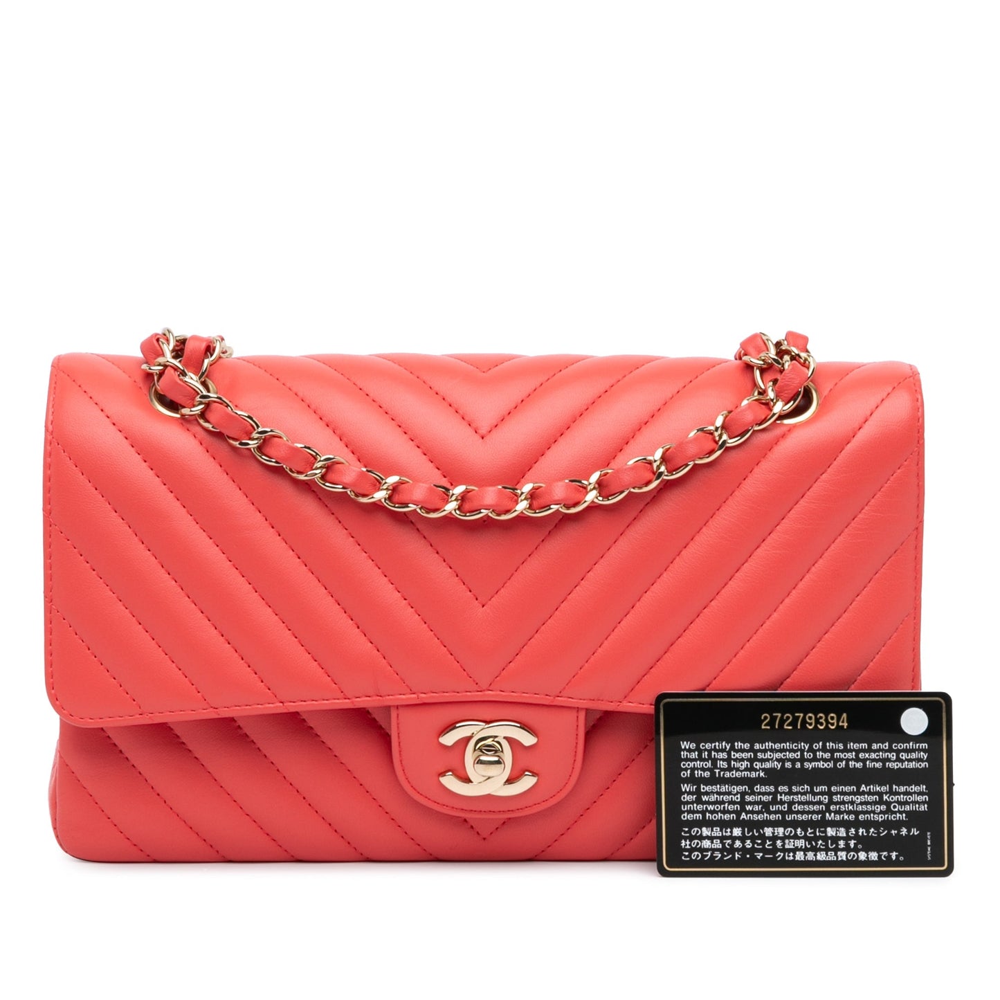 Red Chanel Medium Classic Chevron Lambskin Double Flap Shoulder Bag