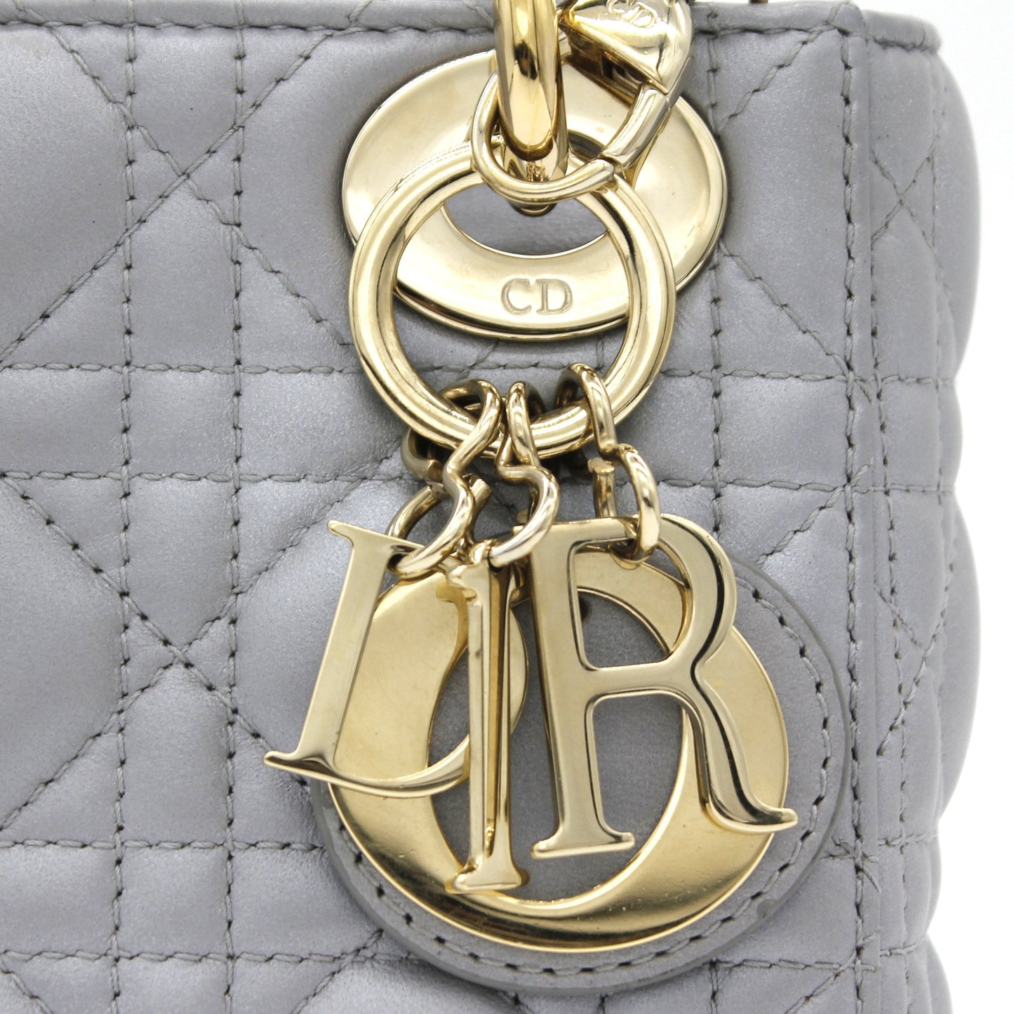 Dior Mini Lady Dior Bag with Chain in Grey Pearly Lambskin