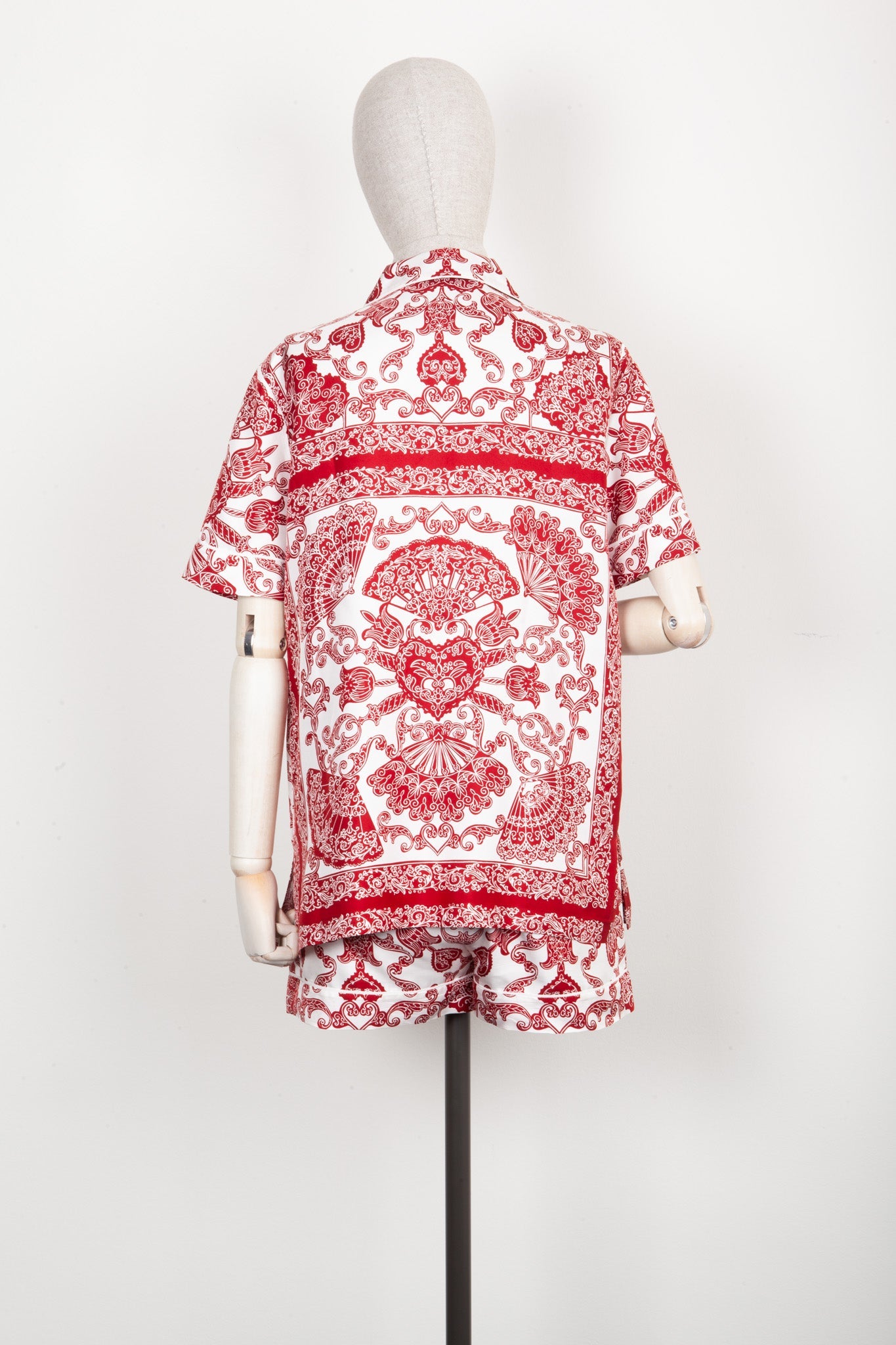 CHRISTIAN DIOR Chez Moi Two Piece Silk Red White