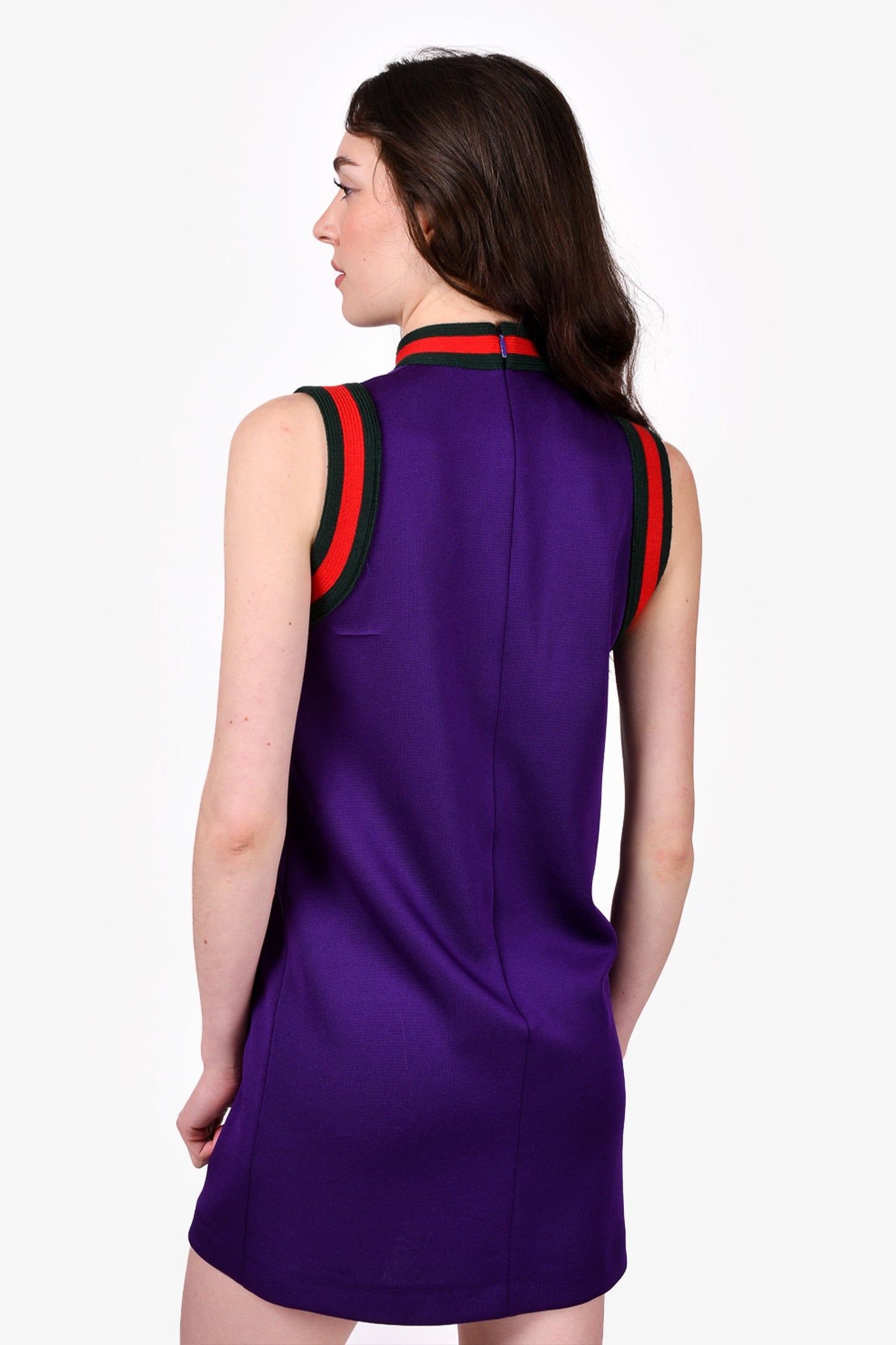 Gucci Purple Web Trim Mockneck Mini Dress Size S