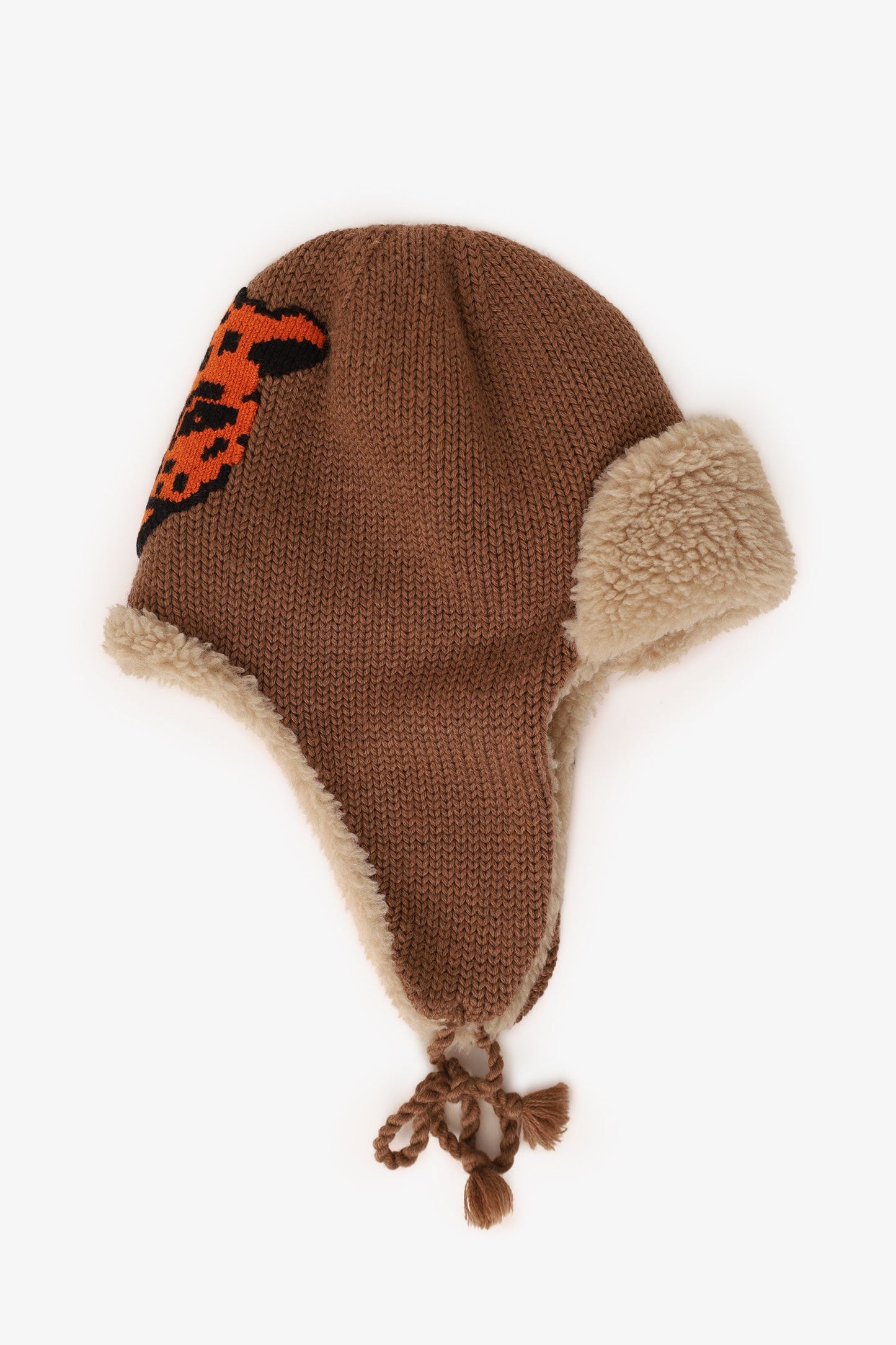 Gucci Brown Wool Tiger Embroidery Hat with Ear Flaps