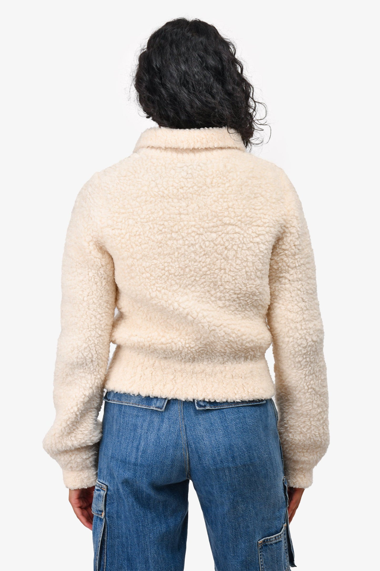 Christian Dior Cream Teddy Wool Zip Jacket Size 4