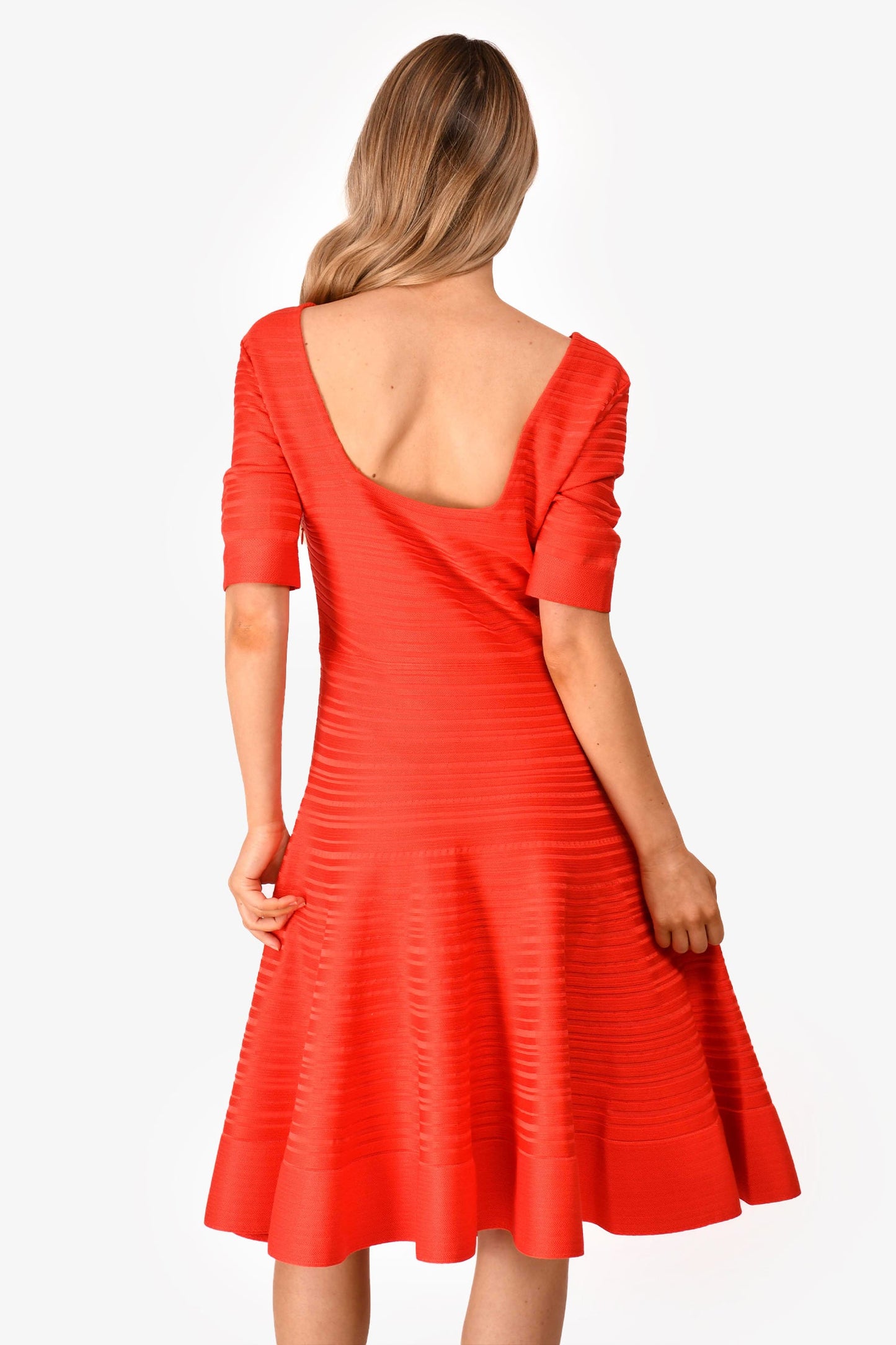 Christian Dior Red Silk Textured Midi Dress Size 6