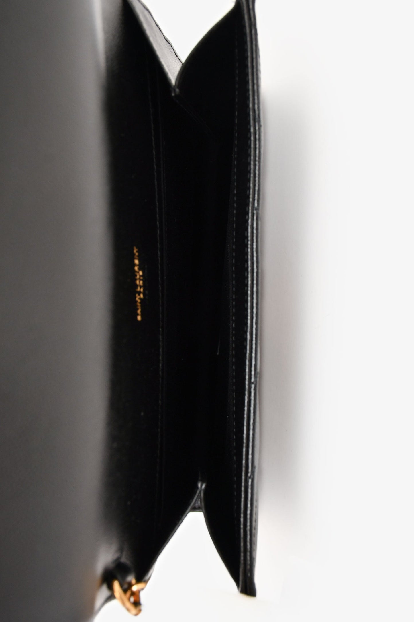 Saint Laurent 2022 Black Leather Chevron Quilted Cassandra Clutch