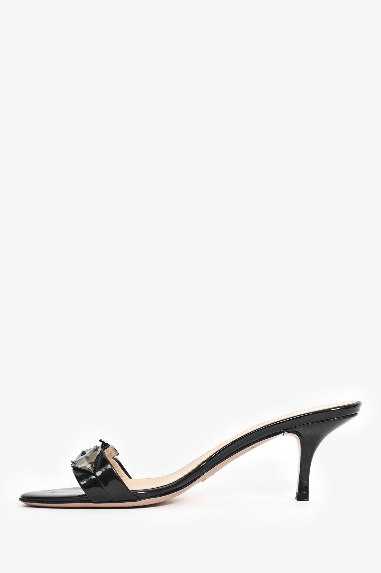 Prada Black Embellished Kitten Heels Size 39.5