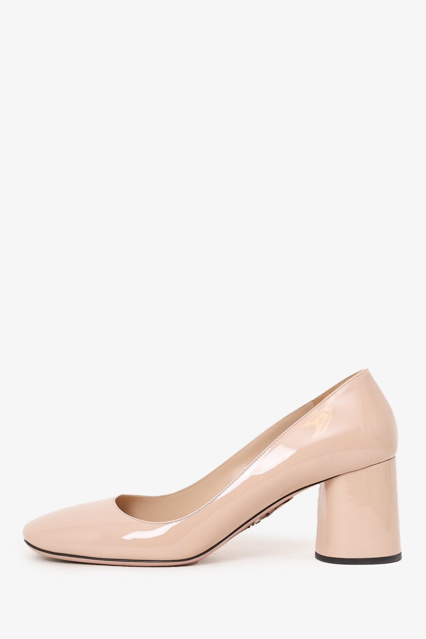 Prada Beige Patent Leather Round Toe Pumps Size 39