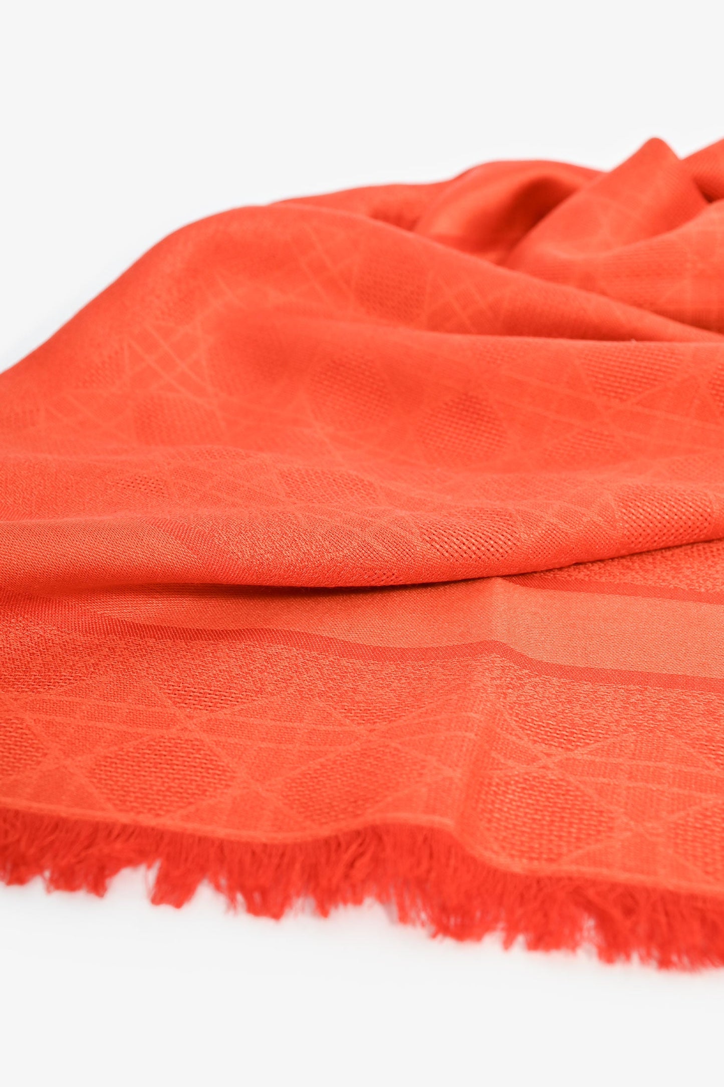 Christian Dior Orange Silk/Wool Jaquard Logo Shawl
