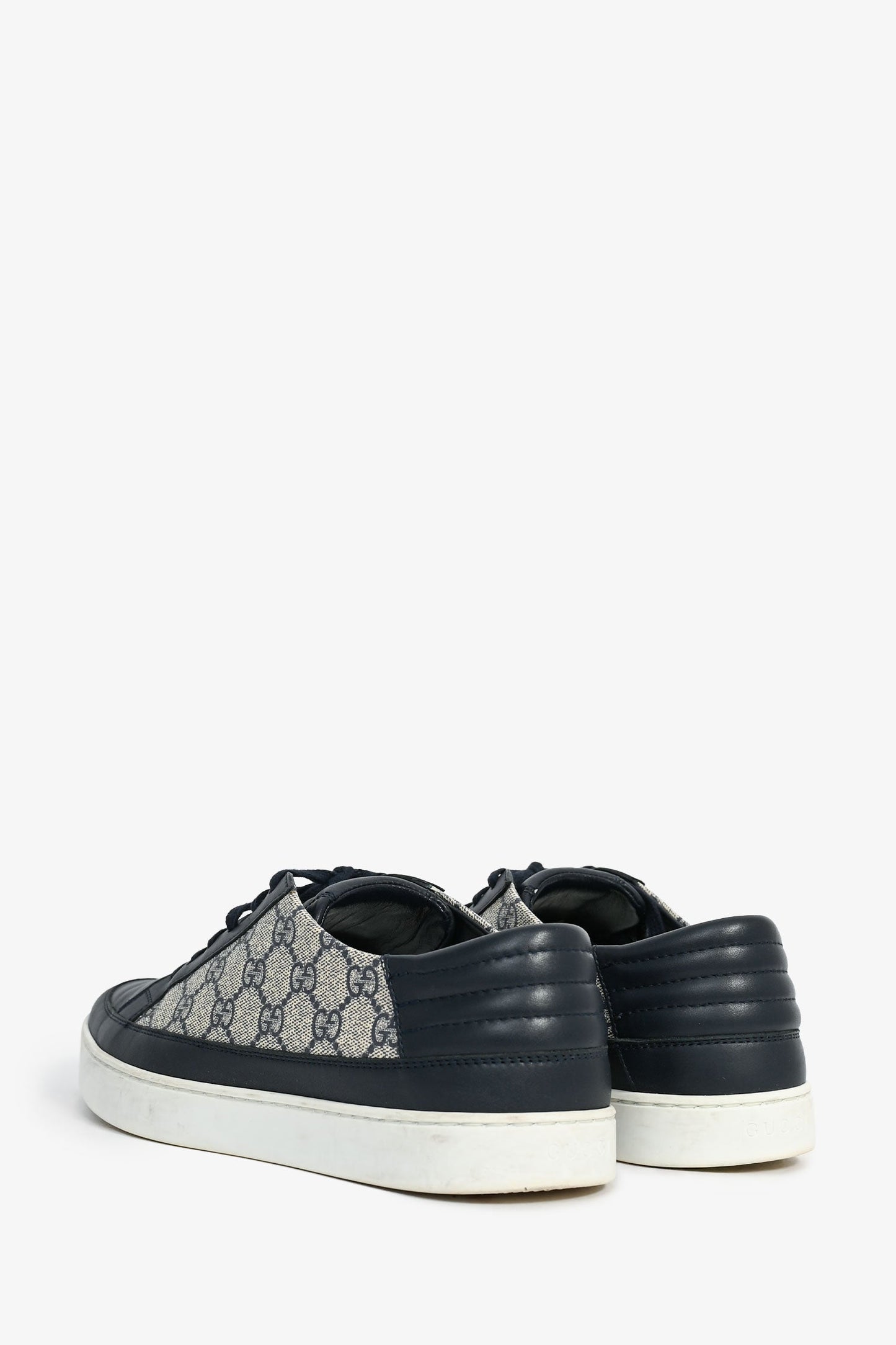 Gucci Navy Leather GG Monogram Sneakers Size 10 Mens