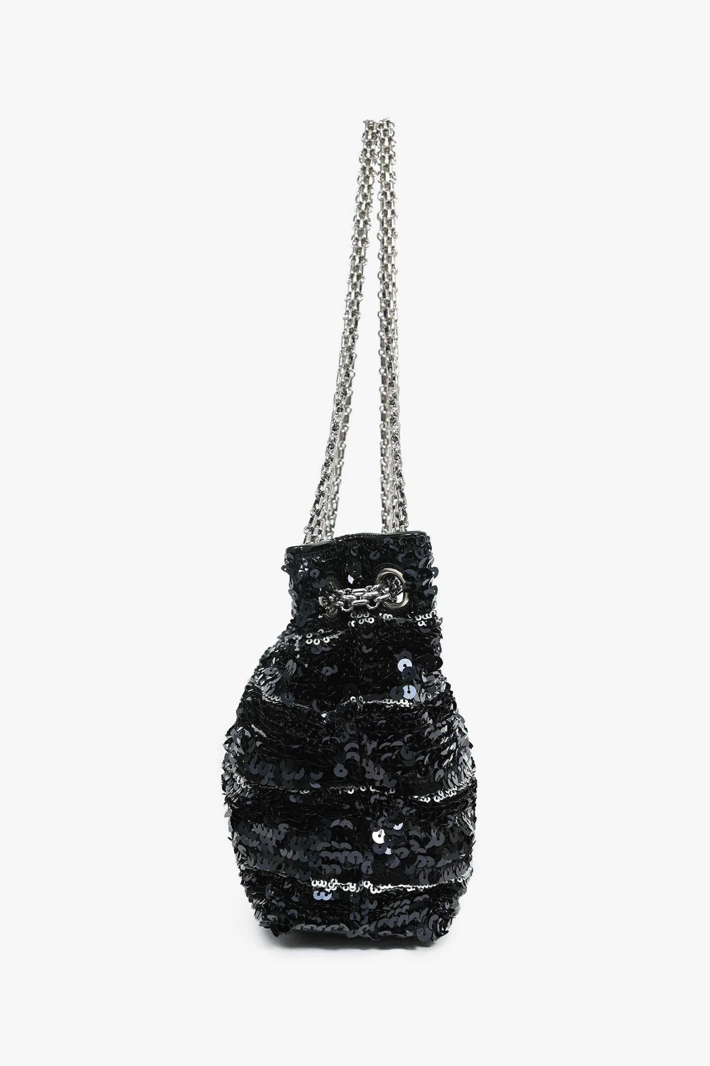 Chanel™ 2011 Black Striped Sequins and Patent Leather Small Reissue Shoulder Bag