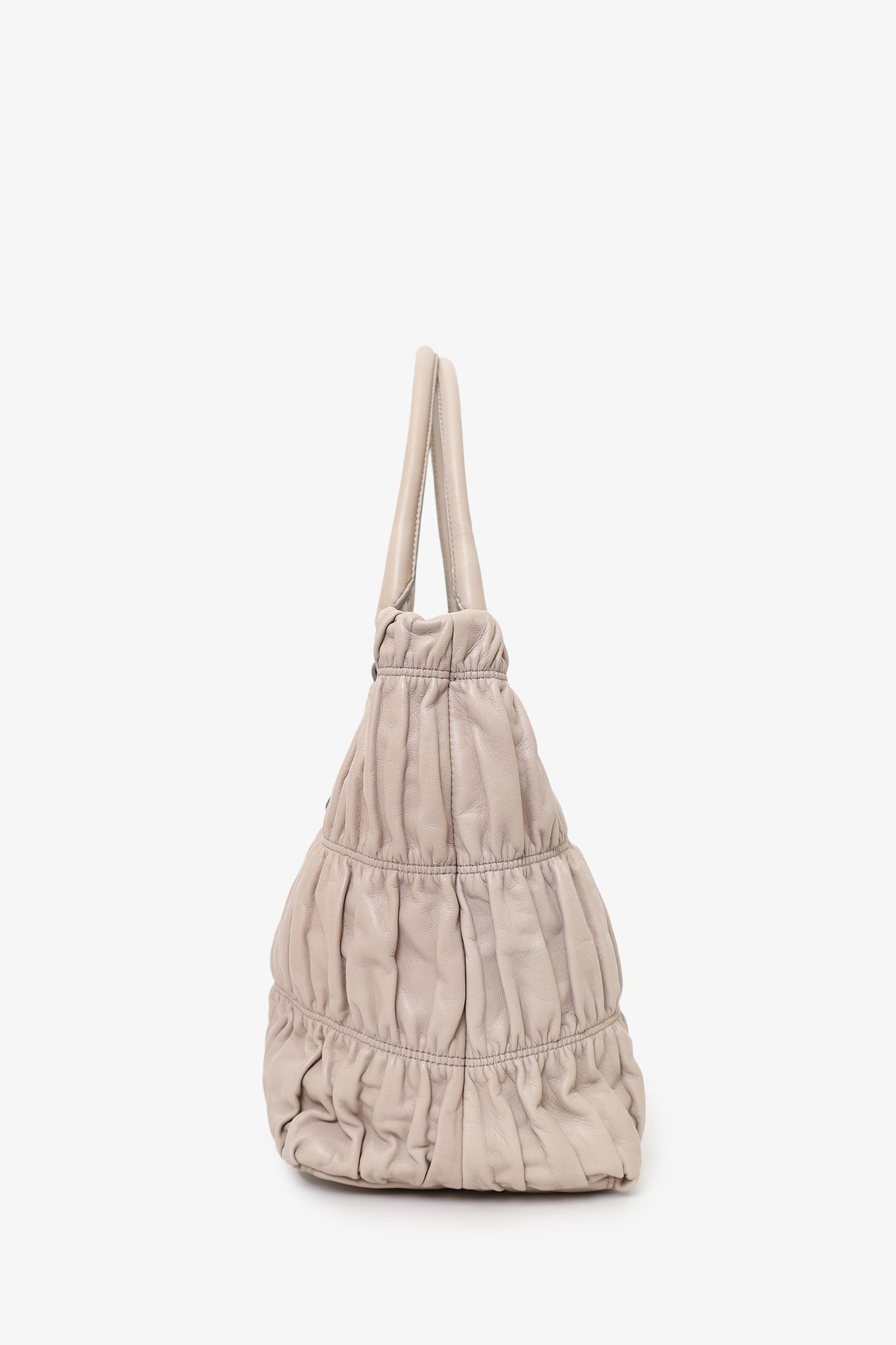 Prada Taupe Nappa Gaufre Leather Shoulder Bag With Strap