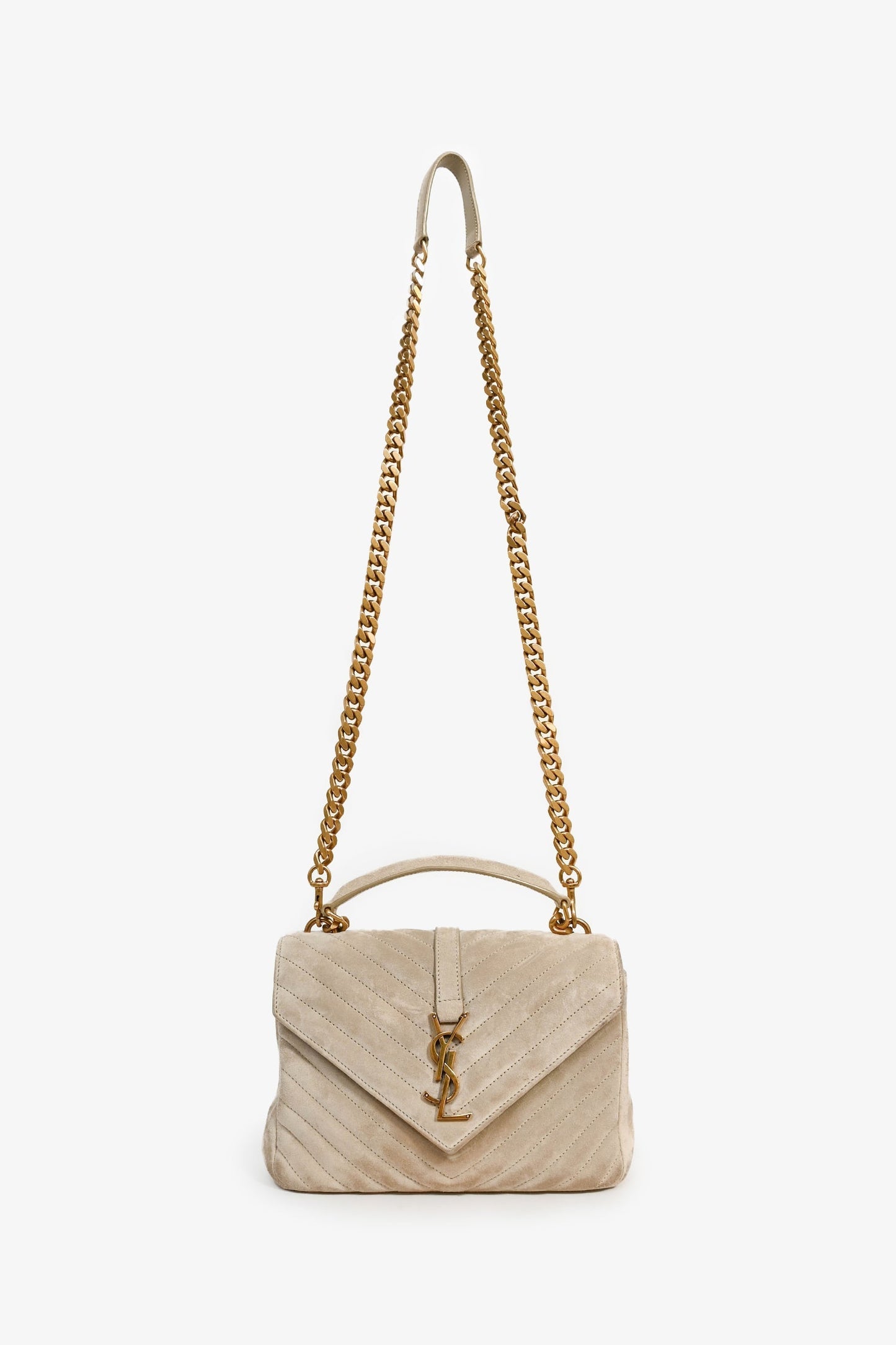 Saint Laurent 2020 Taupe Suede Medium 'College' Bag