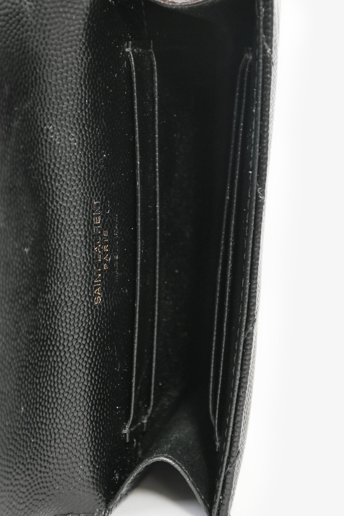 Saint Laurent Black Grained Leather Cassandre Wallet