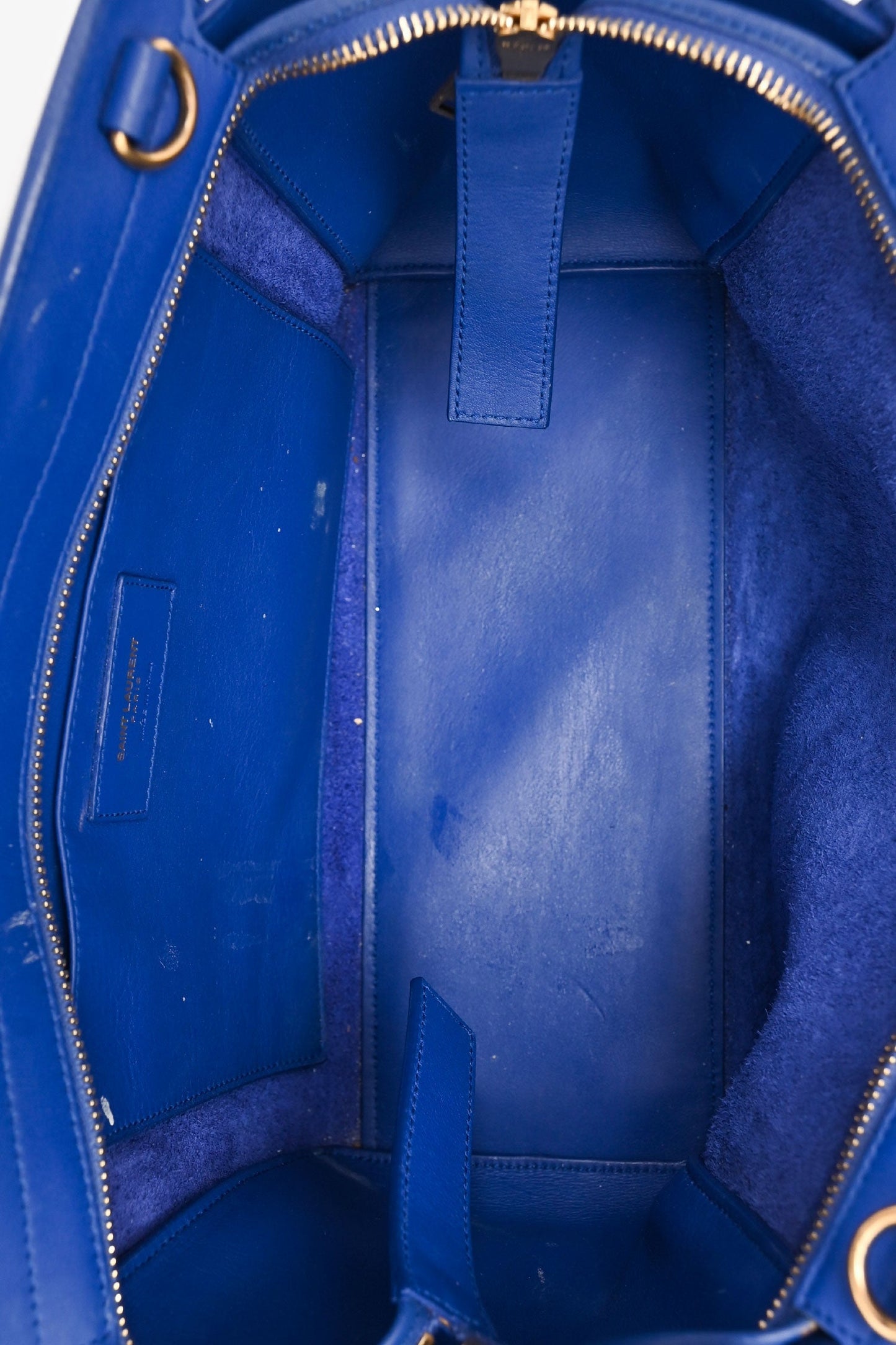 Saint Laurent 2016 Blue Leather Small Y Cabas Top Handle (As Is)