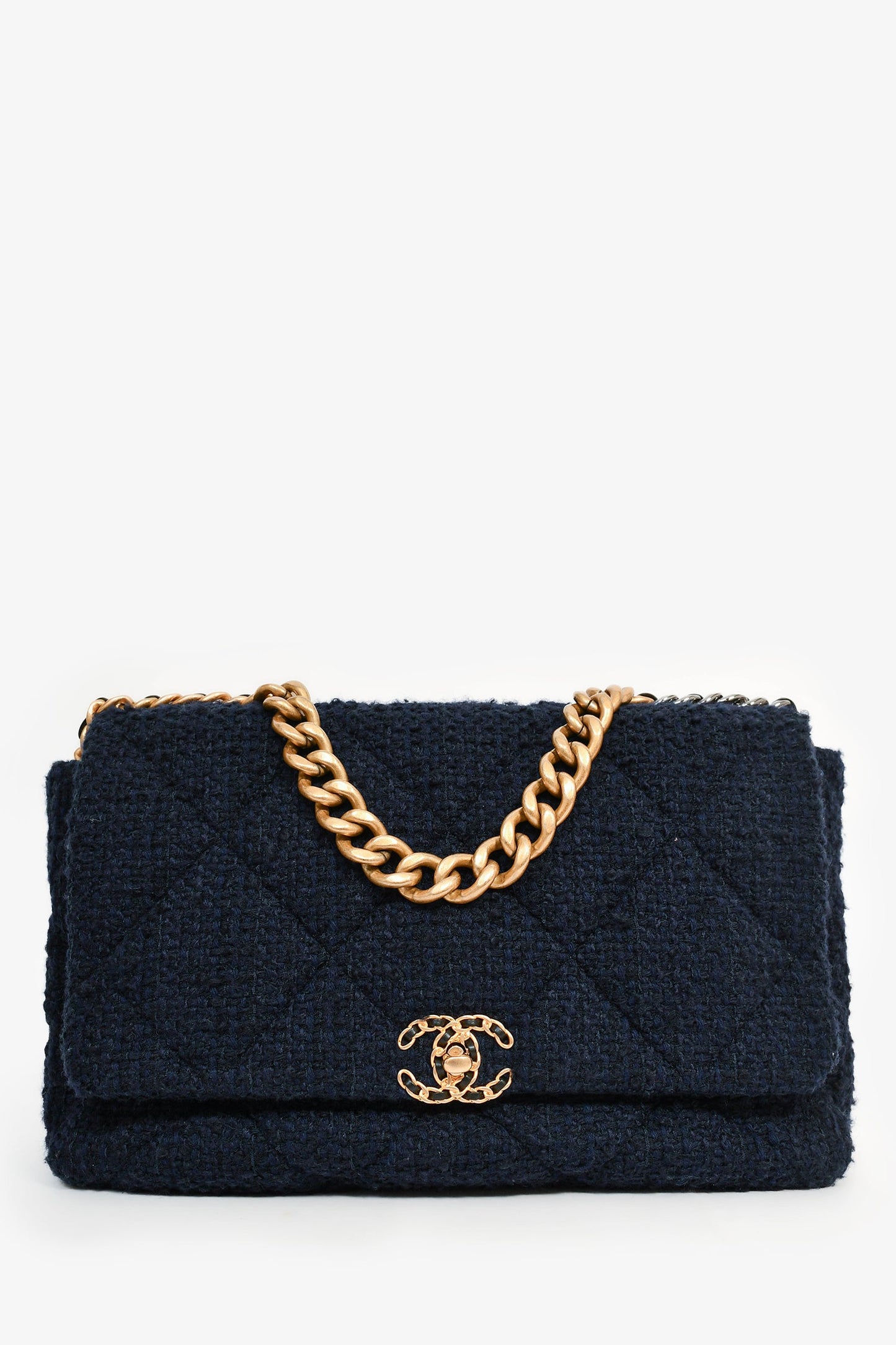 Chanel™ 2020 Navy Tweed Large Chanel™ 19 Shoulder Bag
