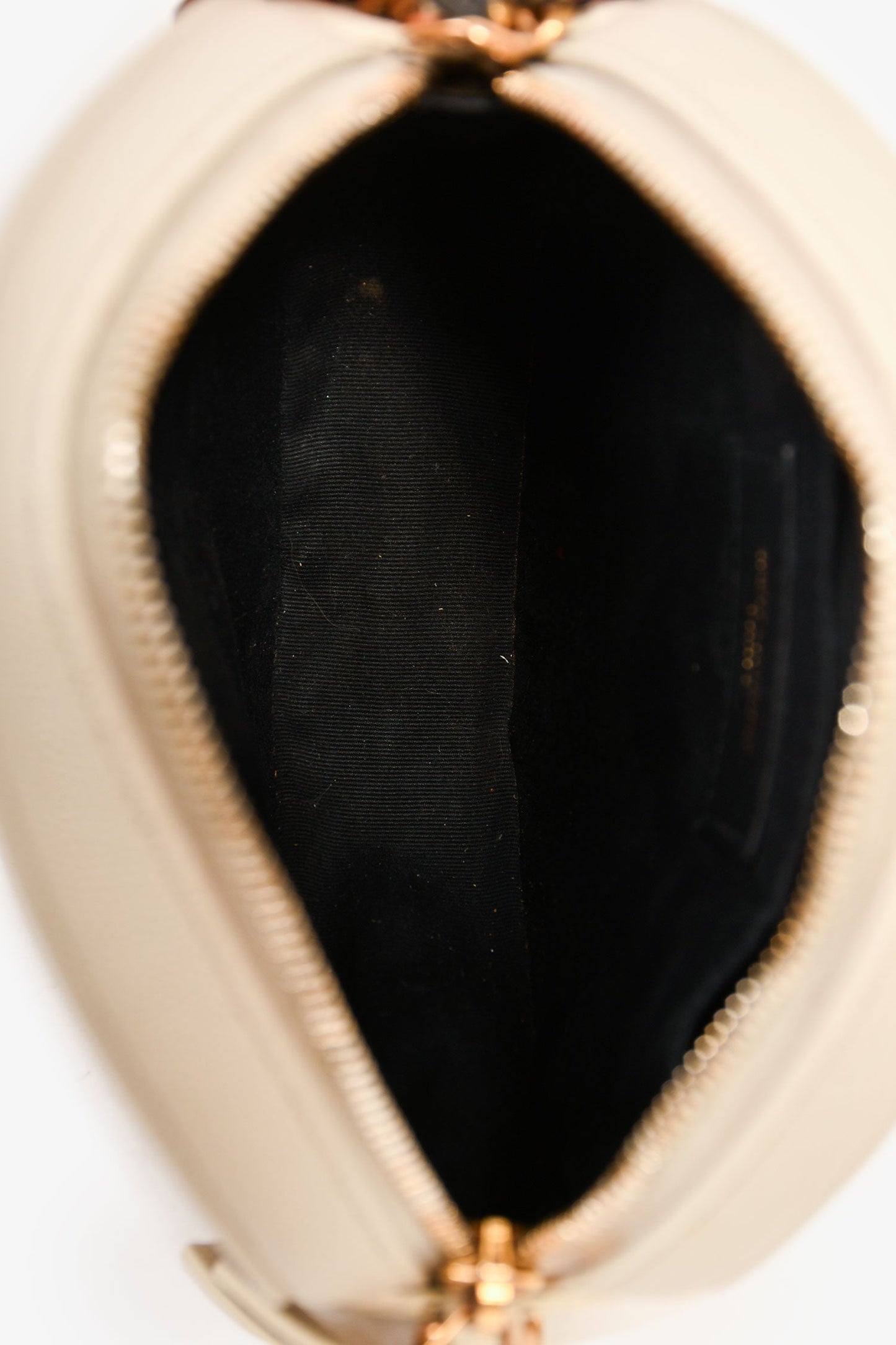 Saint Laurent Cream Leather Matelassé Round Crossbody Chain Bag