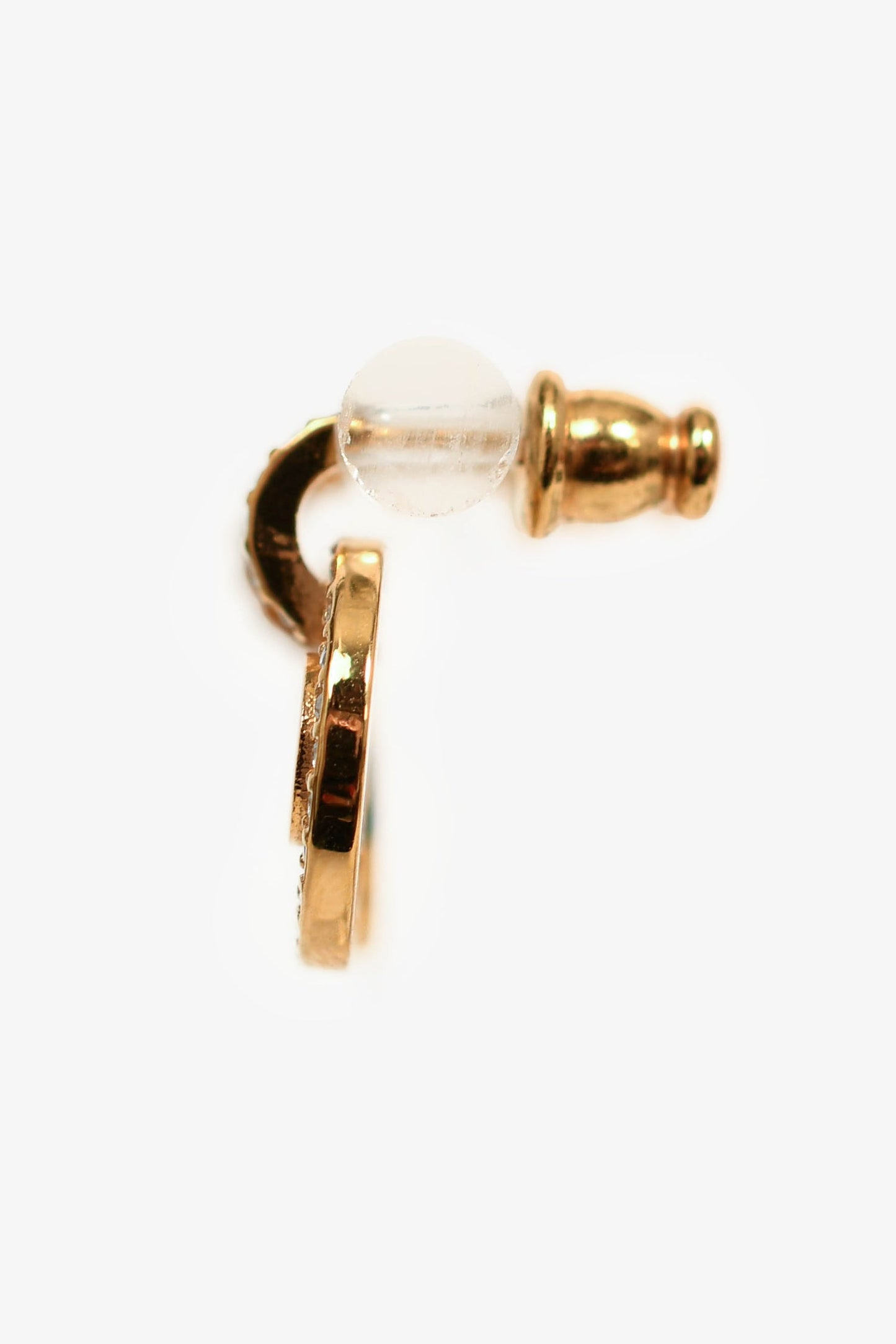 Christian Dior Gold Tone Crystal Round Drop Earrings