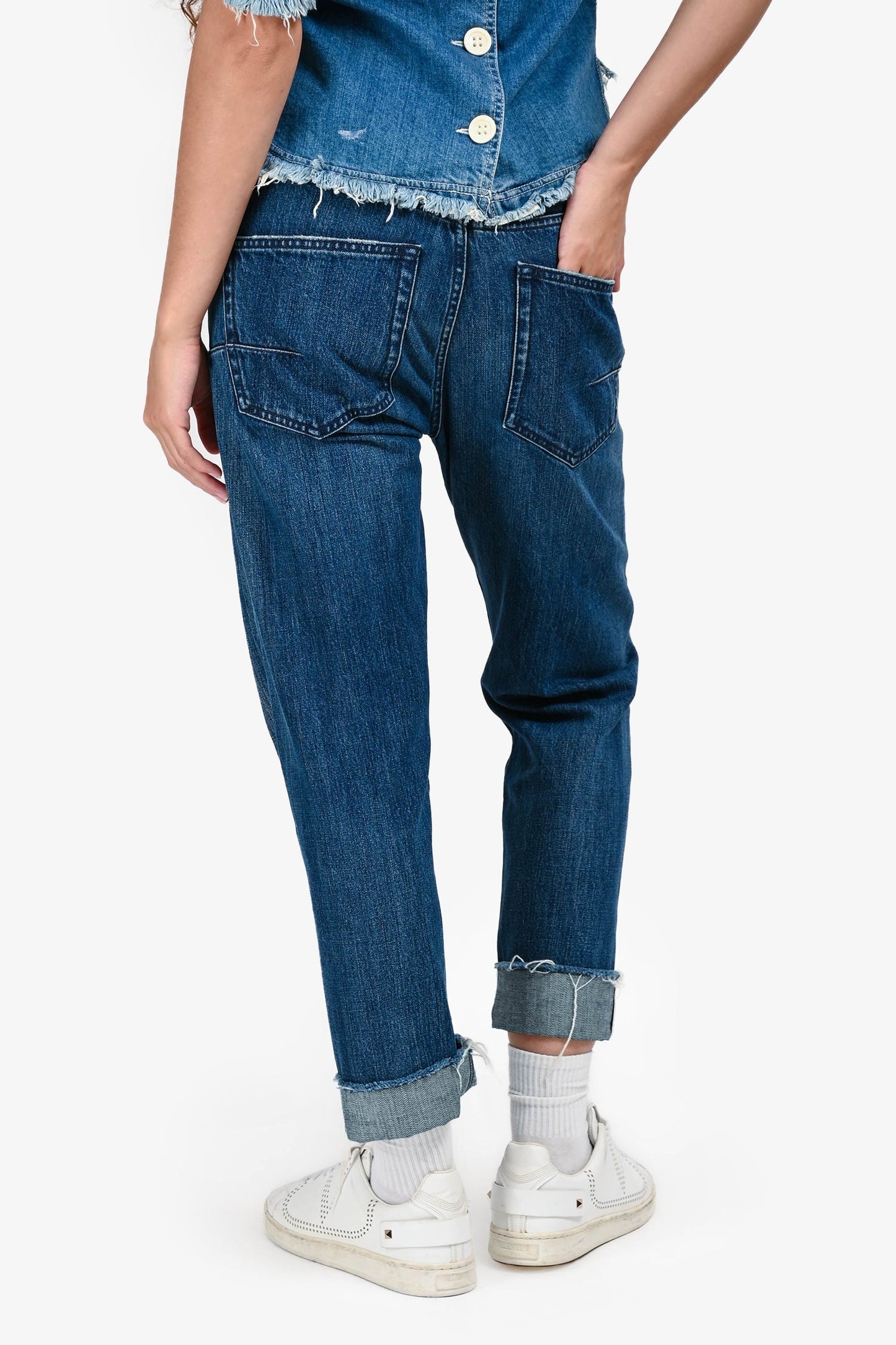 Christian Dior Medium Wash Blue Denim Tapered Cuffed Jeans Sizex 4