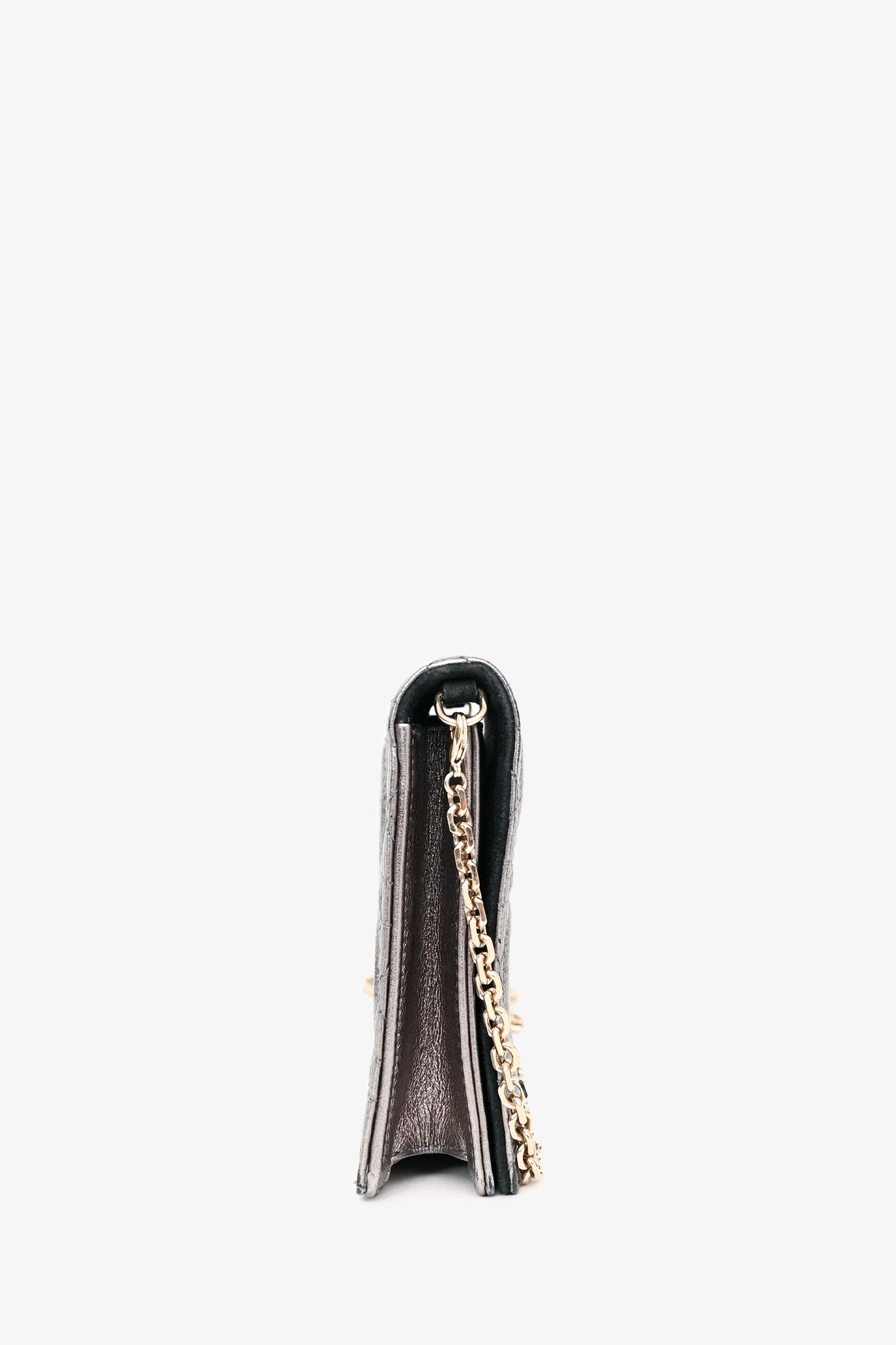 Christian Dior 2019 Silver Cannage Leather Lady Dior Pouch on Chain