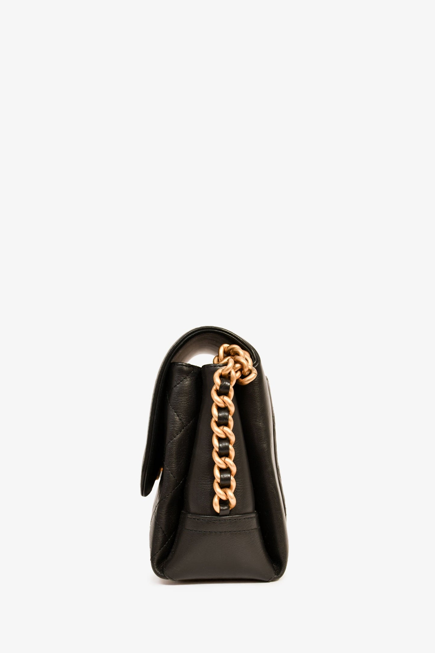 Chanel™ 2019-20 Black Leather Side Chain Large CC Crossbody Bag