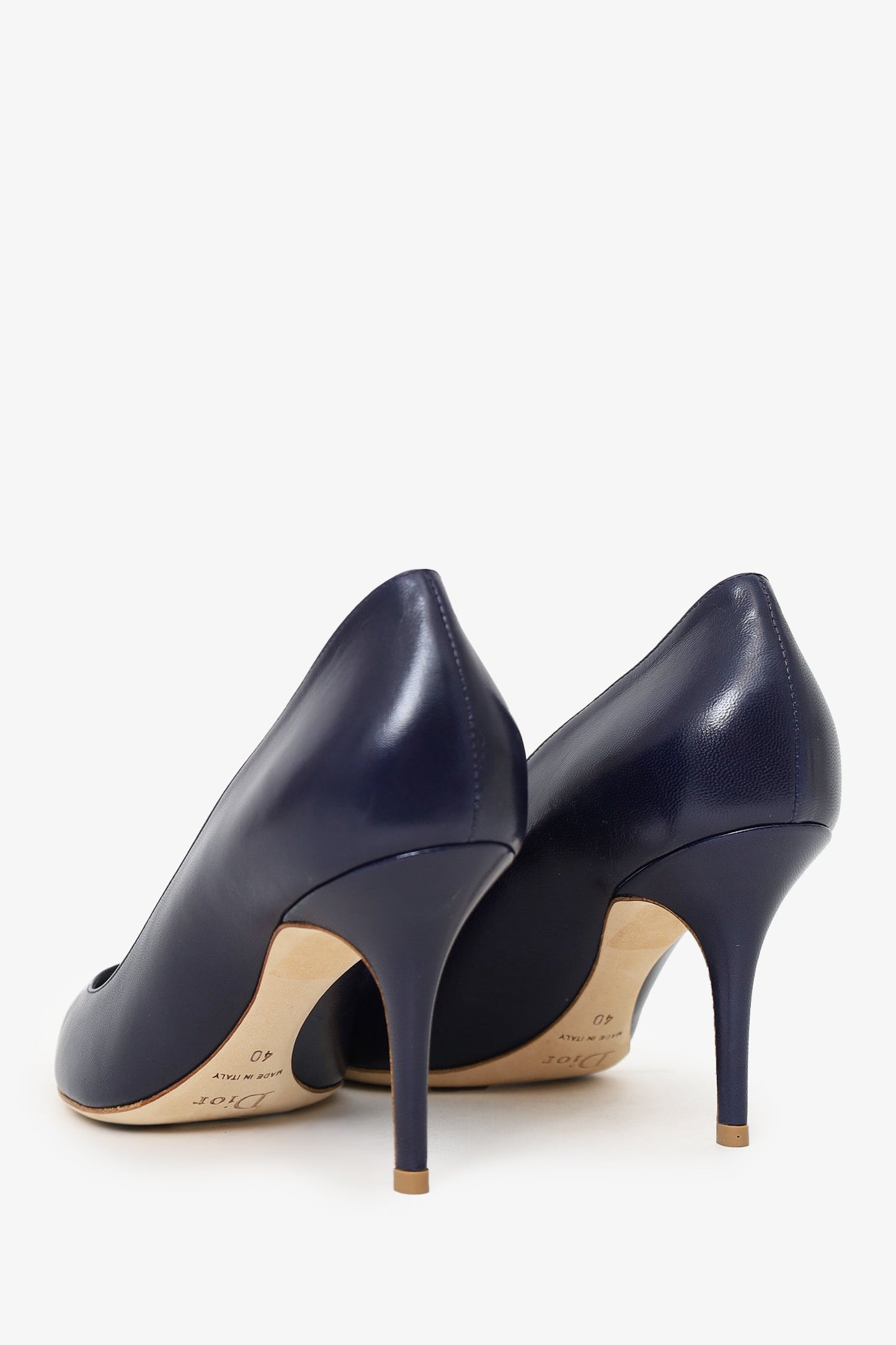 Christian Dior Navy Leather Pointed Toe Heels Size 40