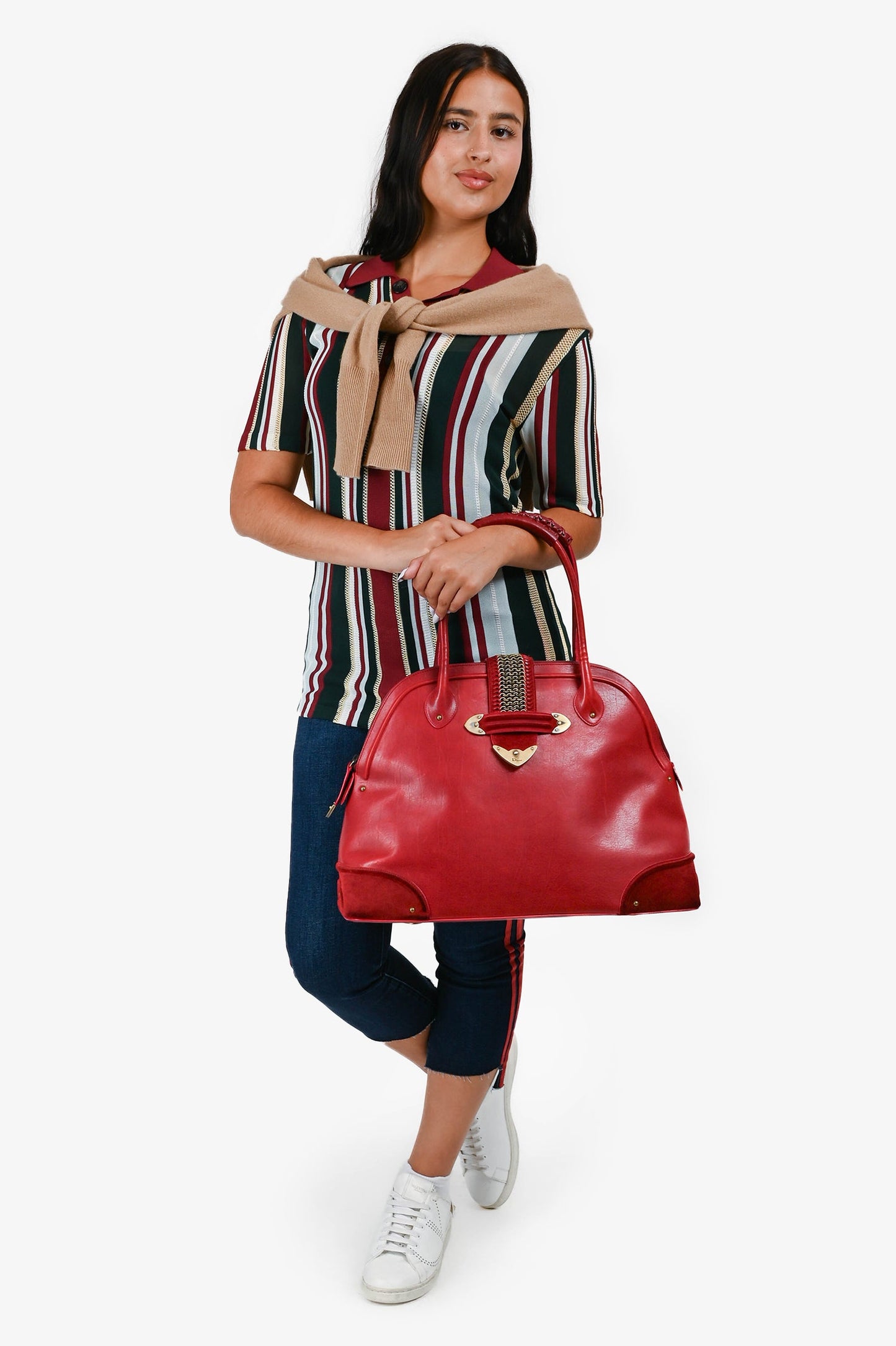 Christian Dior 2007 Red Leather Large Western Top Handle Bag